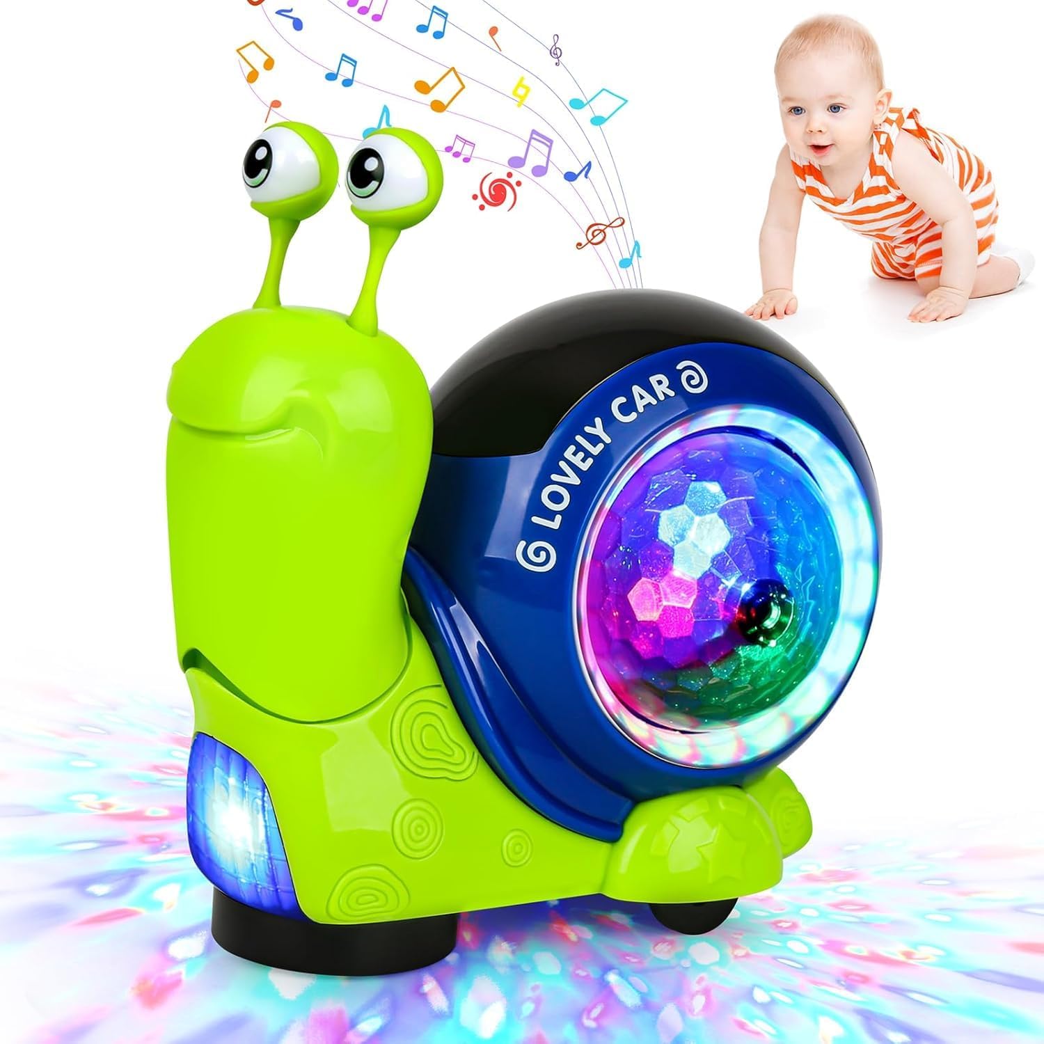 Snail Toy for Babie 6 to 12 Month Crawling Sensory Toys for 1-3 Year Old Crawling Light Up Snail Baby Toy Gift for Newborn Babies Crawling Toy for 1 2 3 Year Old Boys Girls
