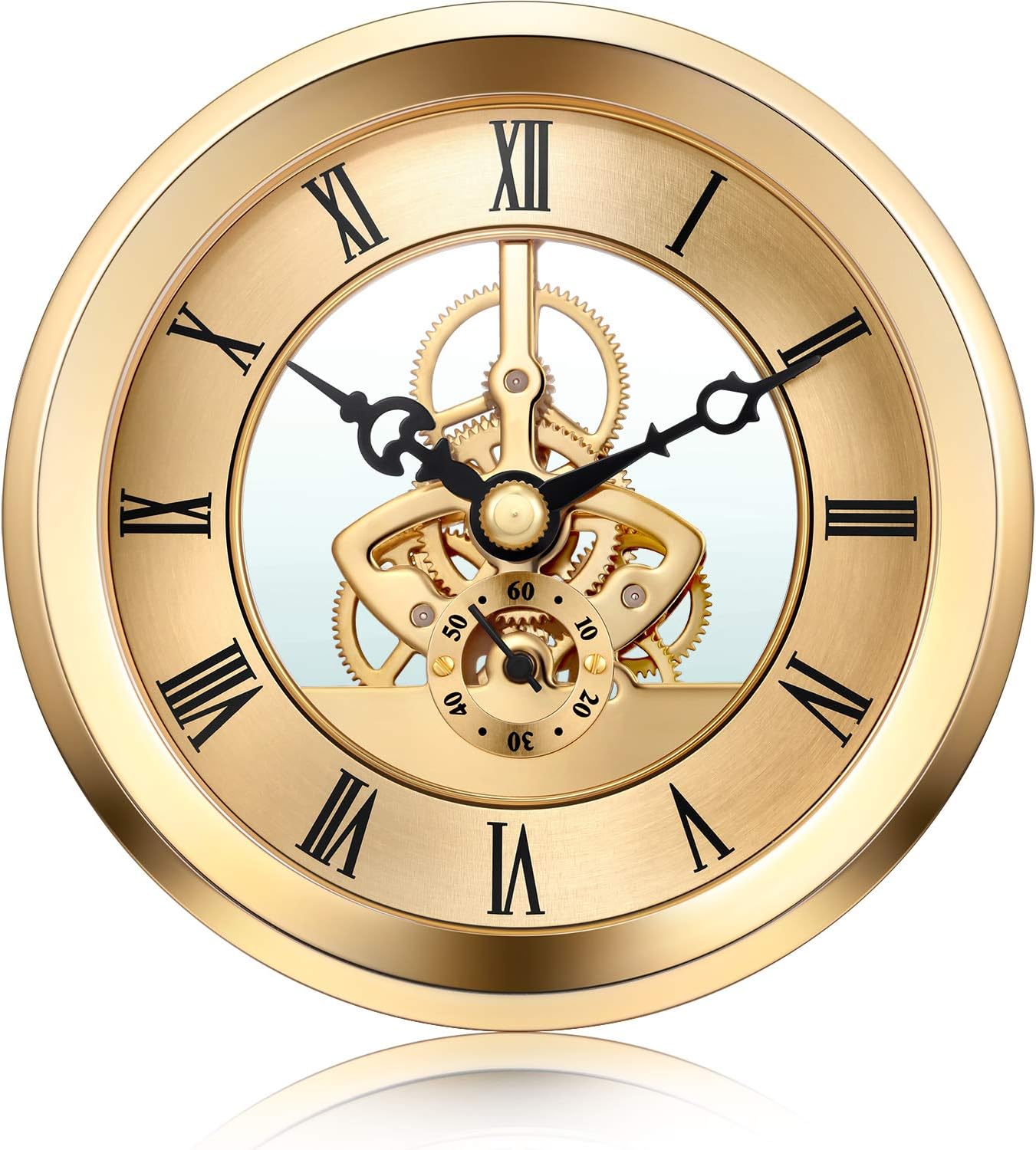Hicarer 4 1/16 Inch Gold Skeleton Clock Insert with Gold Bezel