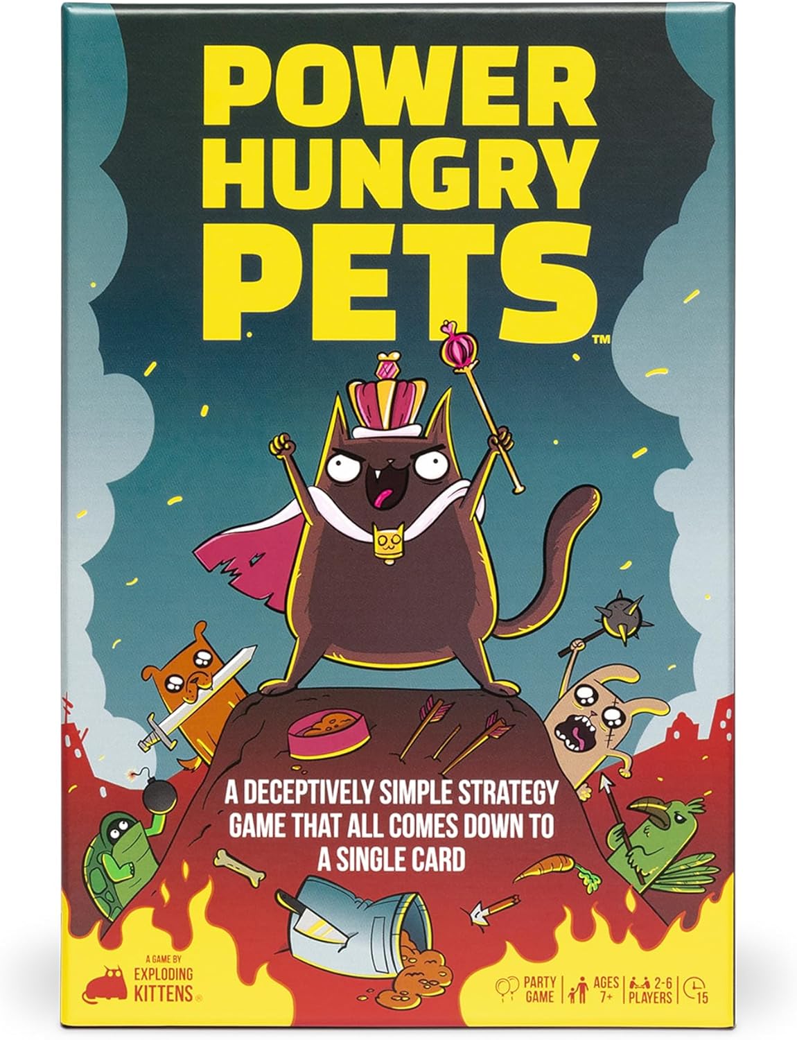Exploding Kittens Power Hungry Pets 2-6 Players - Ages 7+ - 15 Minutes to Play - Strategic and Simple Card Game - Ideal for Party, Family Game Night, Kids and Adults