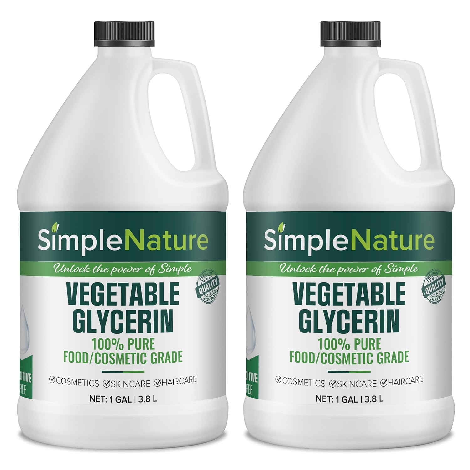 Simple Nature 100% Pure Vegetable Glycerin - 2 Gallon - Natural Pure Food/Cosmetic Grade for Skincare, Haircare, Cosmetics, Soapmaking, Crafts - Softening & Moisturizing Multipurpose Humectant
