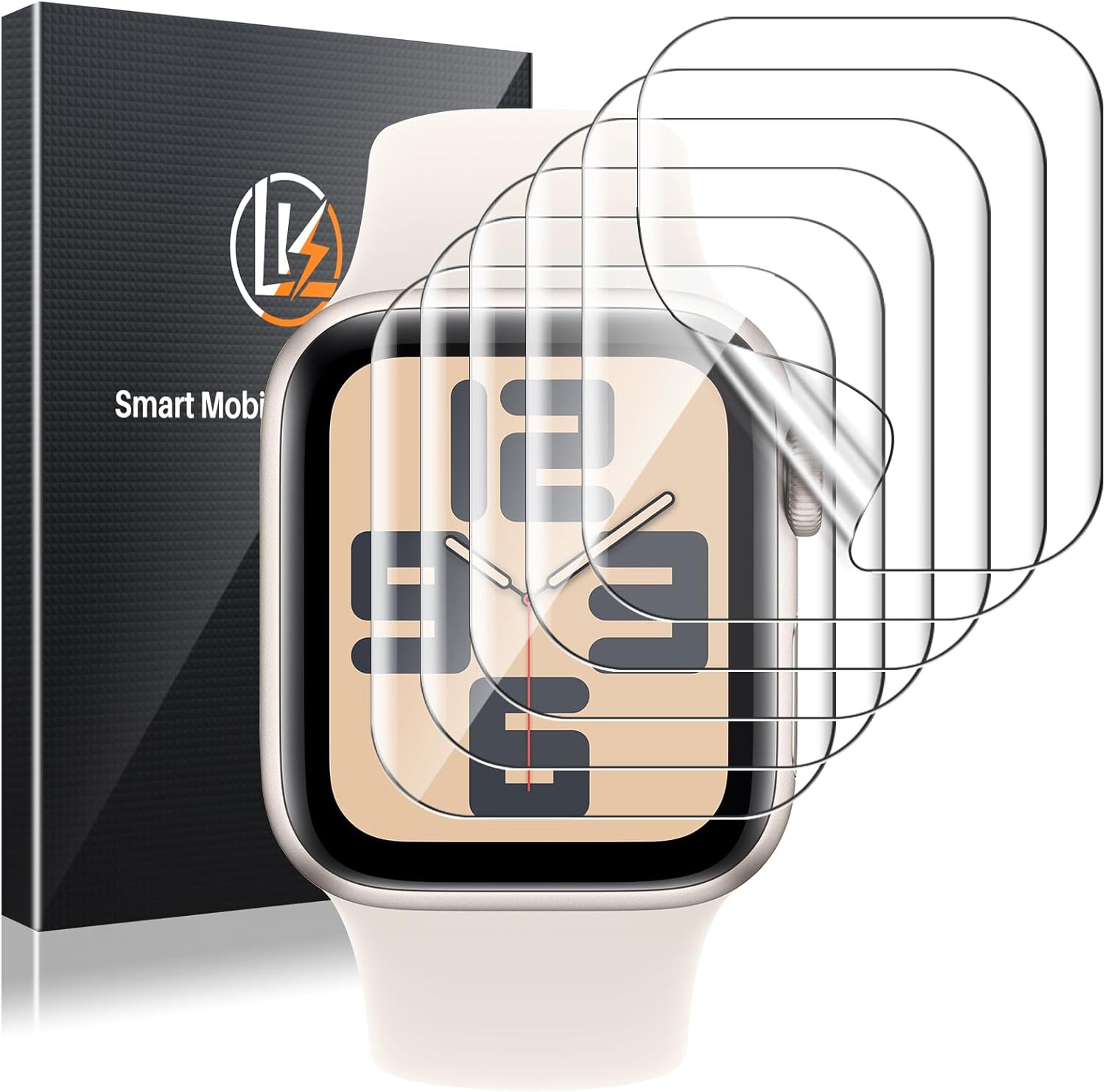 LK 8 Pack Screen Protector for Apple Watch Series SE 6 5 4 40mm/ Series 9 8 7 41mm, High Definition, Bubble Free, Clear Flexible TPU Film, Easy Installation, for iWatch 40/41mm