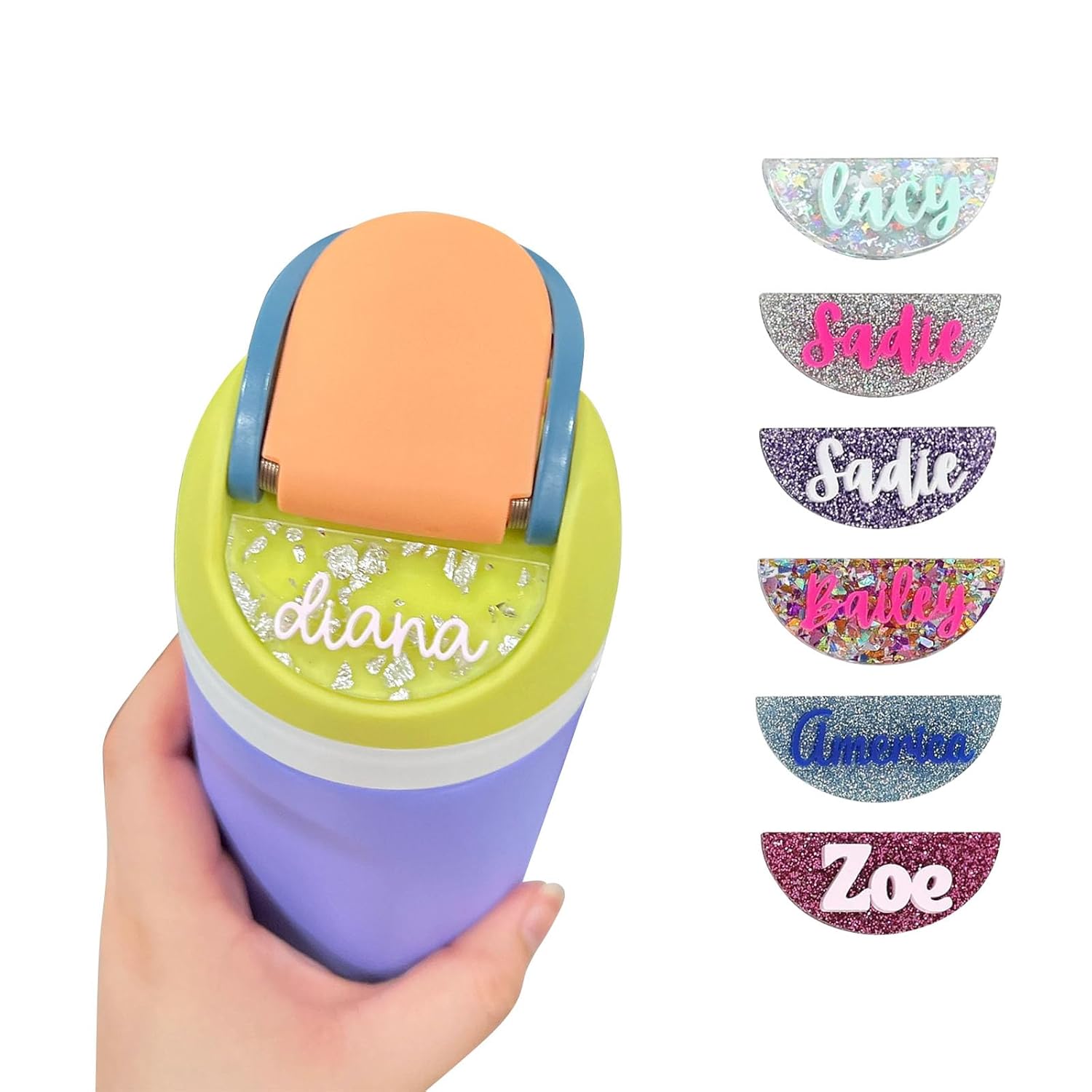 Personalized Name Plate for Owala Water Bottle 24oz 32oz 40oz, Custom Name Tag for Owala Freesip Topper, Owala Accessories as Ideal Gift for Kids (Style-1)