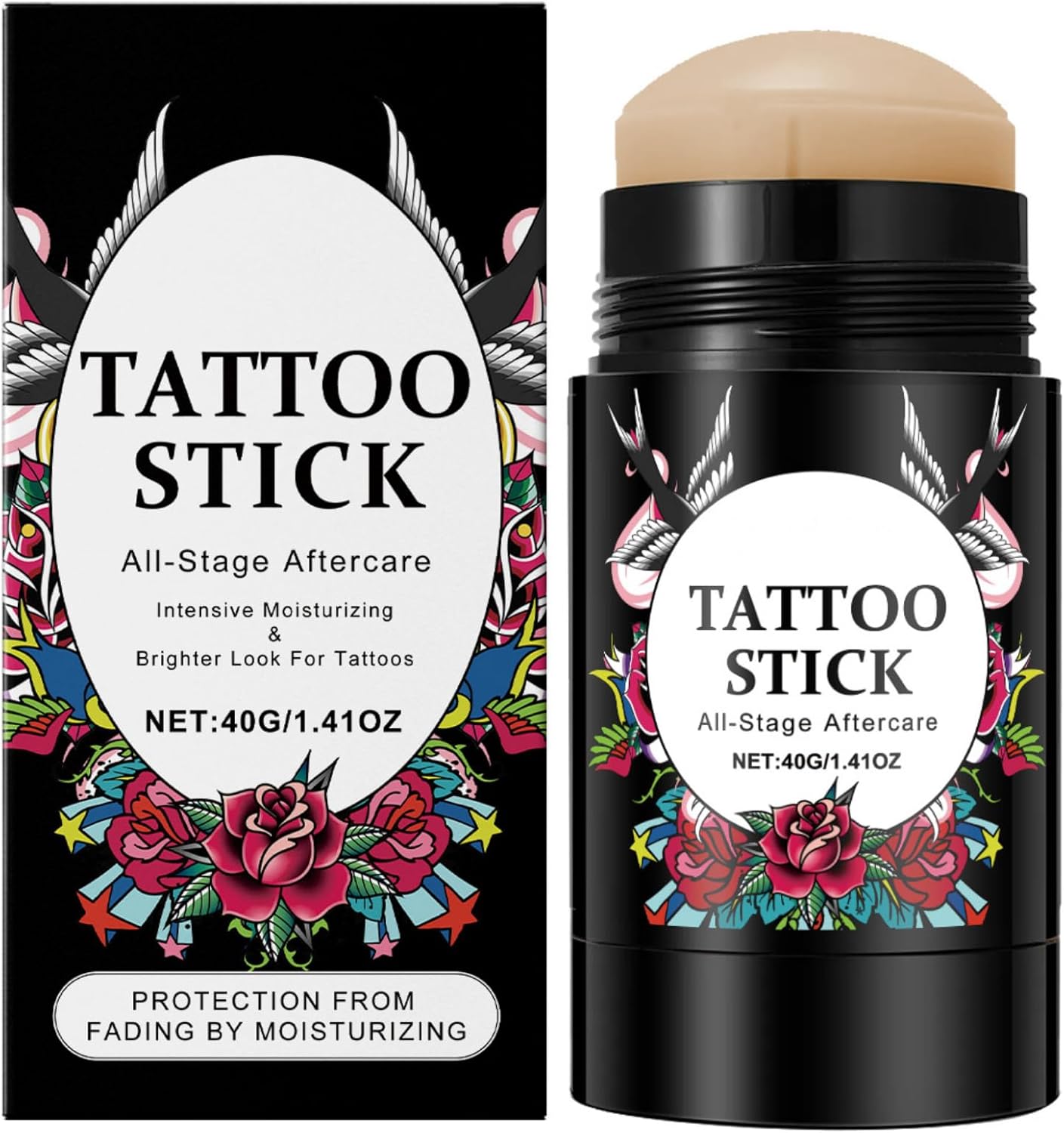 Tattoo Balm Stick, Tattoo Aftercare Cream, Tattoo Butter for Brightening & Moisturizing, Nourishing Tattoo Cream to Repair New & Old Tattoo, Tattoo Moisturiser for Men & Women, 40g