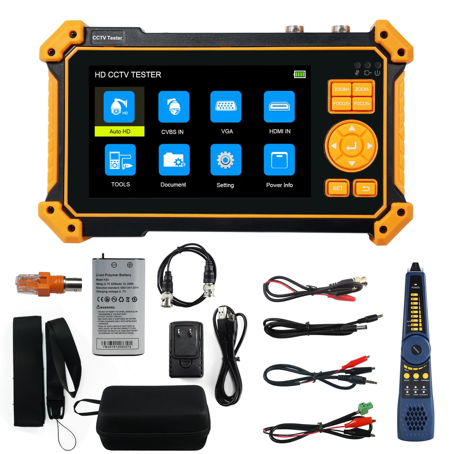 CCTV Camera Tester, WANLUTECH 8MP TVI CVI AHD SDI CVBS Analog Camera Tester 5 inch TFT-LCD Screen Support Cable Tracer UTP Cable Tester PTZ Control HDMI in VGA in RS485 (HD-3200C)