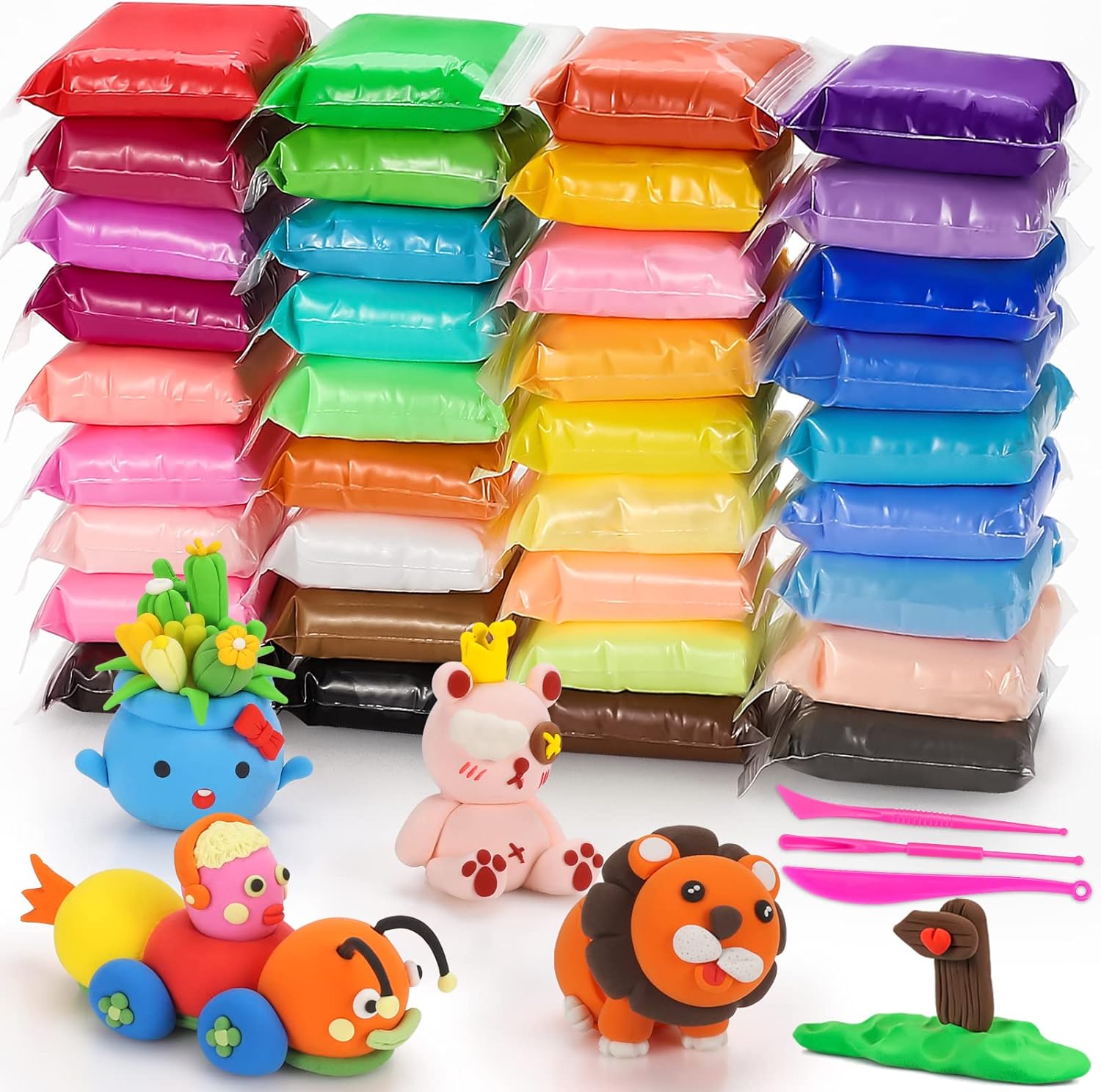 QMAY Air Dry Clay, 36 Colors Ultra Light Magic Clay, No-Toxic Modeling Clay & Dough, Modeling Clay for Kids with Tools, Gift for Kids