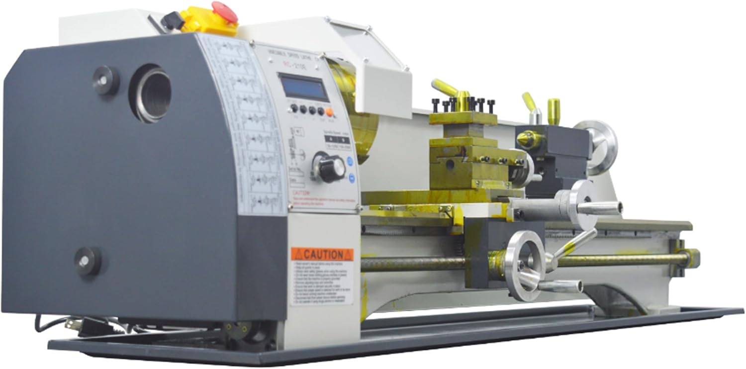 Metal Bench Lathe Machine 8 * 39 Inch Switch Imperial and Metric Scale Automatically for Milling Drilling Metal Working with Adjustable Speed 3-Jaw Chuck Emergency Stop Switch 1100W