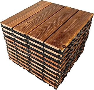 PAKASEPT Interlocking Deck Tiles (Pack of 10), 12”x12” Solid Wood Interlocking Flooring Tiles, Acacia Hardwood Indoor Outdoor Flooring, Patio Tiles Outdoor Interlocking All Weather