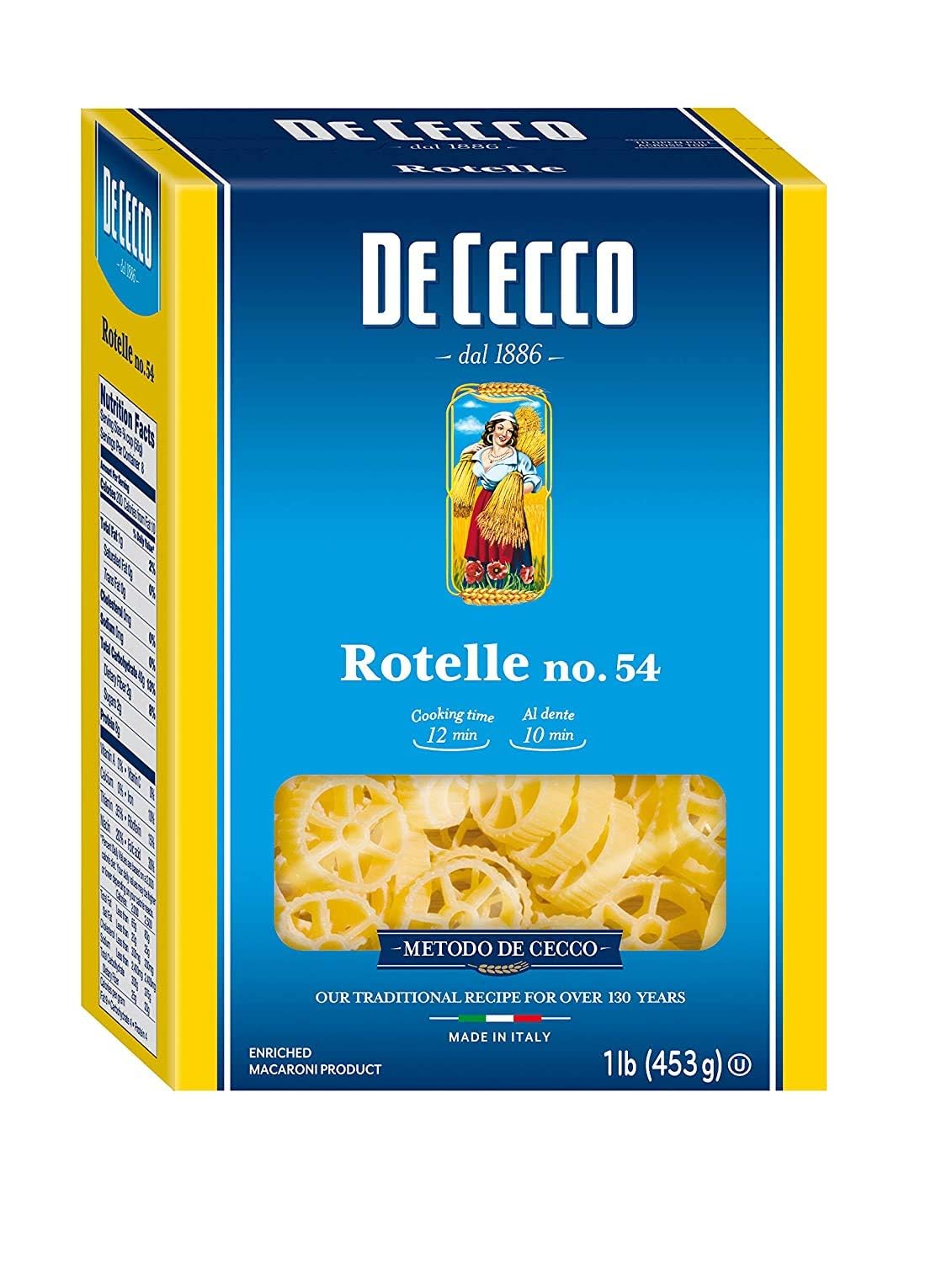 De Cecco Semolina Pasta, Rotelle No.54, 1 Pound (Pack of 1)
