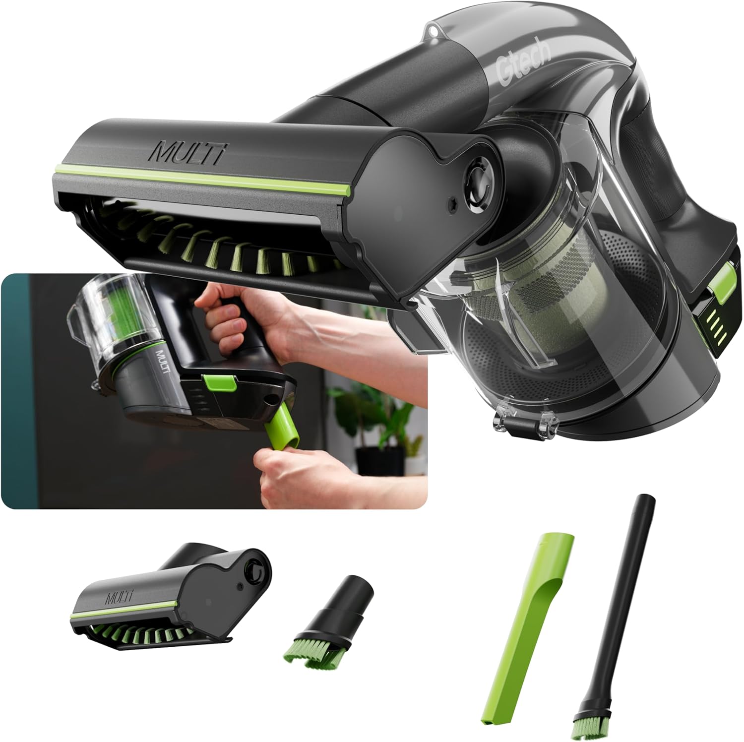 Gtech Multi MK2 | Cordless Handheld Vacuum Cleaner for Cars, Stairs, Home | 22V Li-ion Battery | Powered Brush Bar