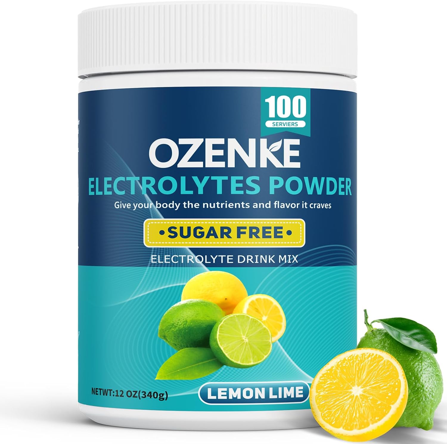100 Servings Electrolytes Powder Sugar Free Hydration Powder, Electrolyte Powder No Sugar, Lemon Lime Flavor Electrolytes Drink Mix Supplement for Rapid Hydration, Low Sodium, 0 Calorie