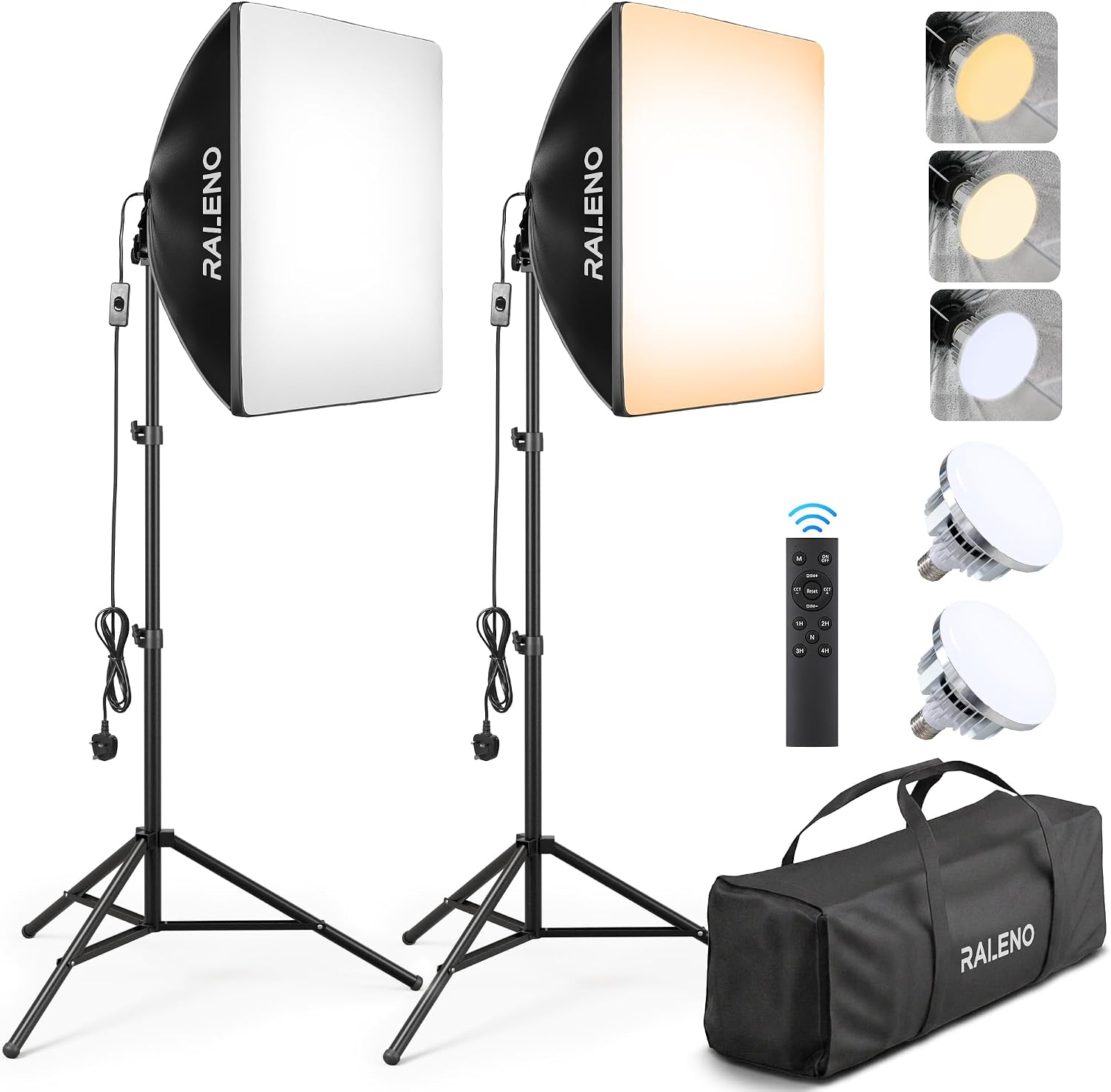 RALENO Softbox Photography Lighting Kit, 2Pack 50×50cm Soft Box Lights