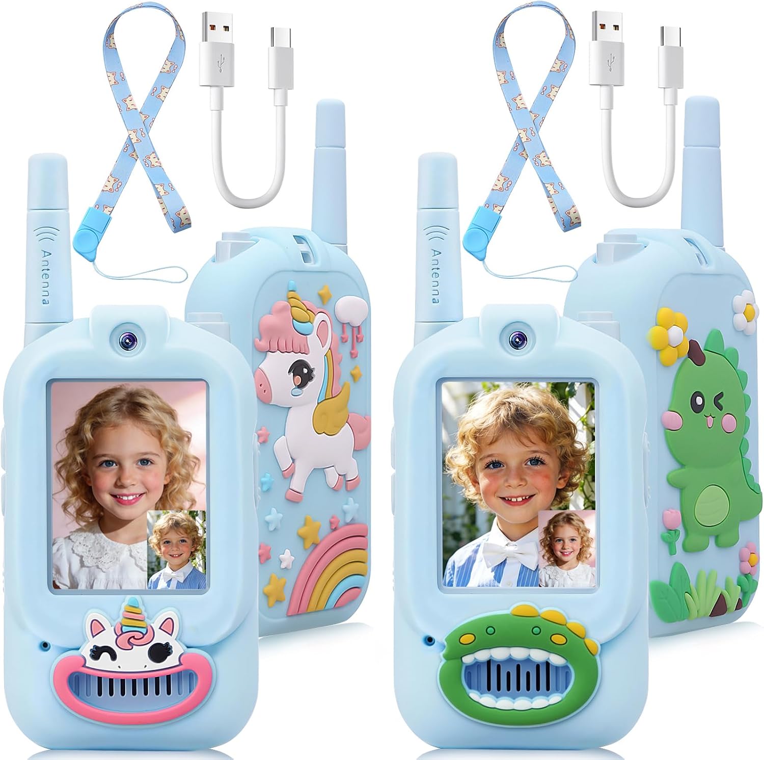 2 Pack Video Walkie Talkies for Kids Rechargeable Digital Toy Walkie-talkies with Camera Long Range for Boys Girls Age 3-5 Children