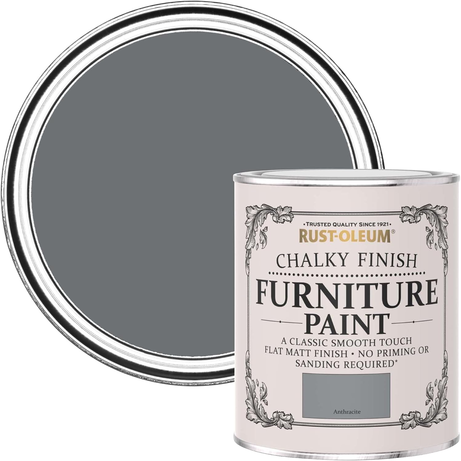Rust-Oleum AMZ0036 A Classic, Smooth Touch Flat matt Paint Finish, anthracite , 750ml