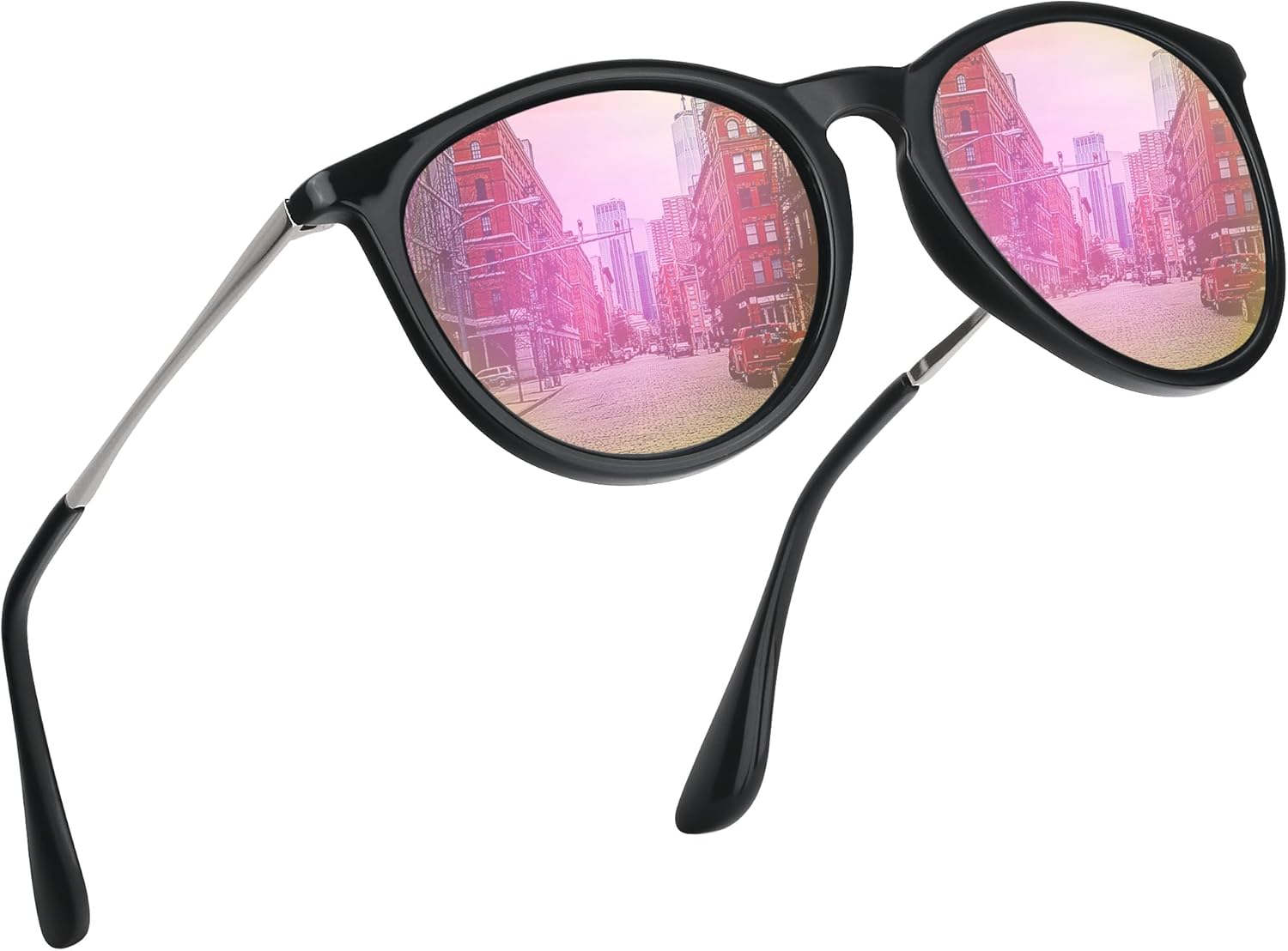 Perkanion Womens Sunglasses Cat Eye Designer Sunglasses for Women Polarised Round UV400 Protection for Driving Travel