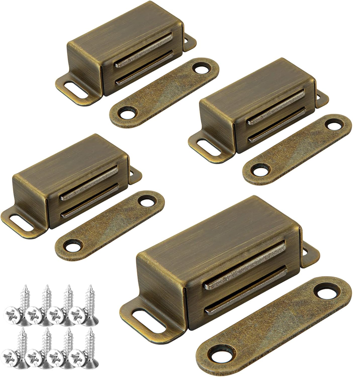ASelected Magnetic Door Catch, Magnetic Catches for Cupboards Stainless Steel Magnets for Small Cabinet Door Drawer Latch Cupboard Closet Closer 4 Pack 8 KG Pull Strong Bronze