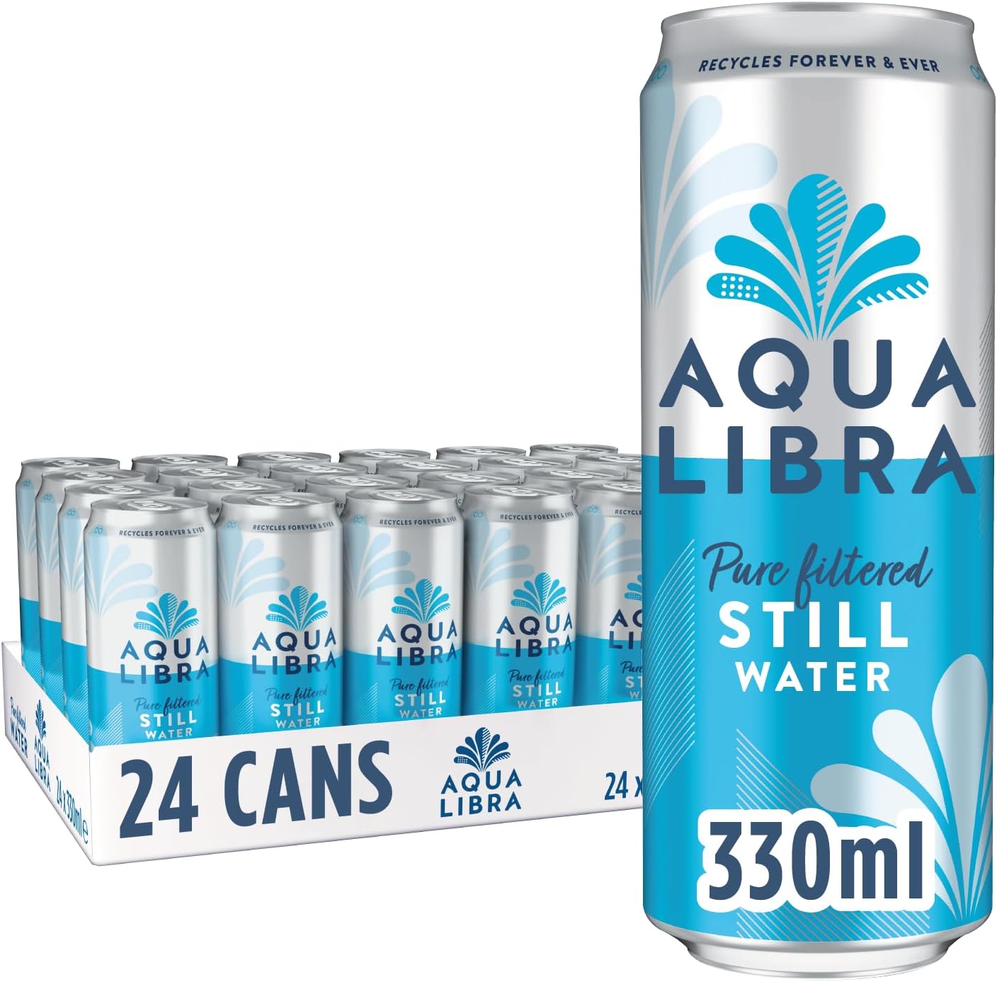 Aqua Libra Still Water, 330 ml, Pack of 24 Cans