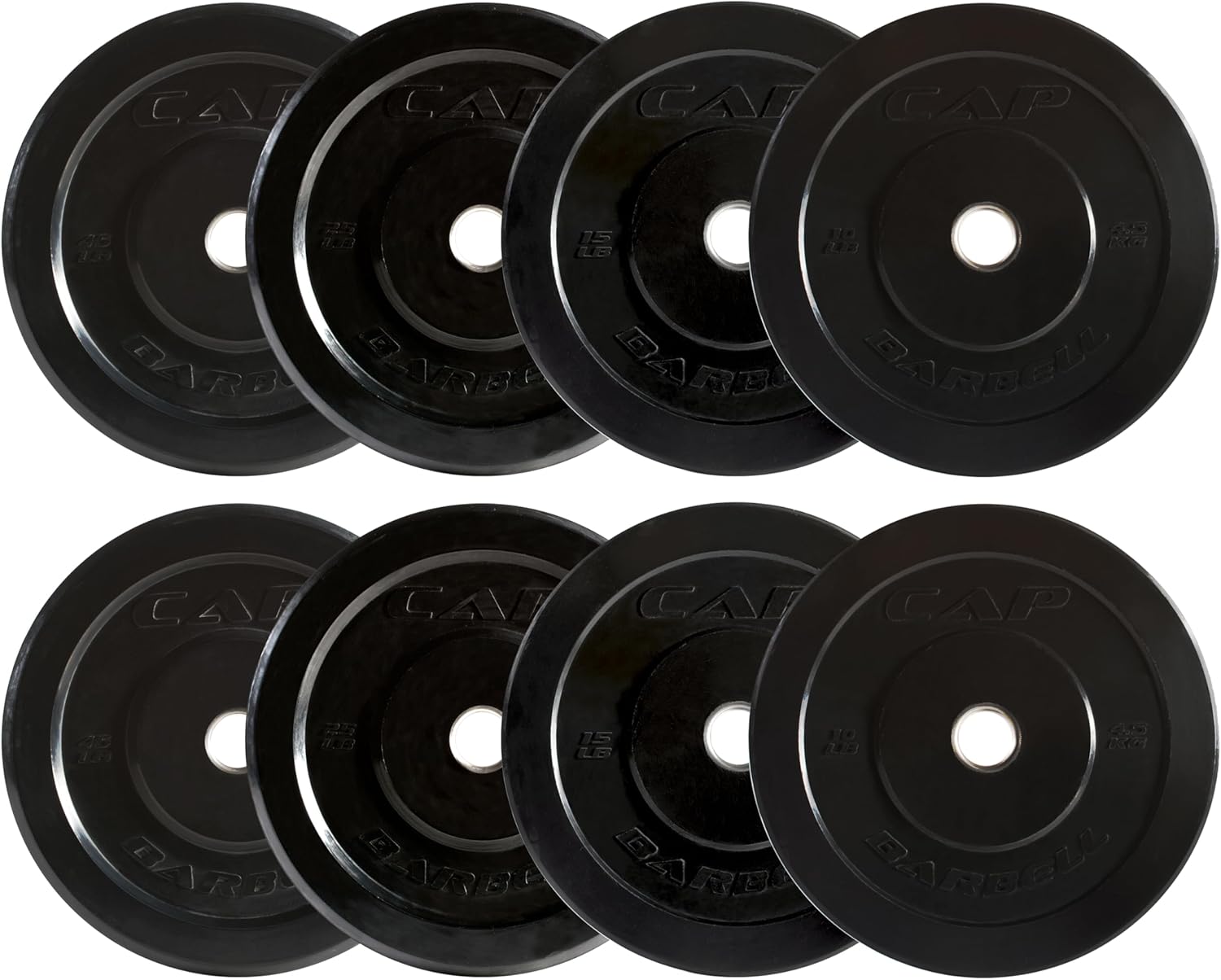 CAP 2-inch Olympic Bumper Plate Weight Set | 100-370 lbs | Multiple Colors | Storage Rack Optional