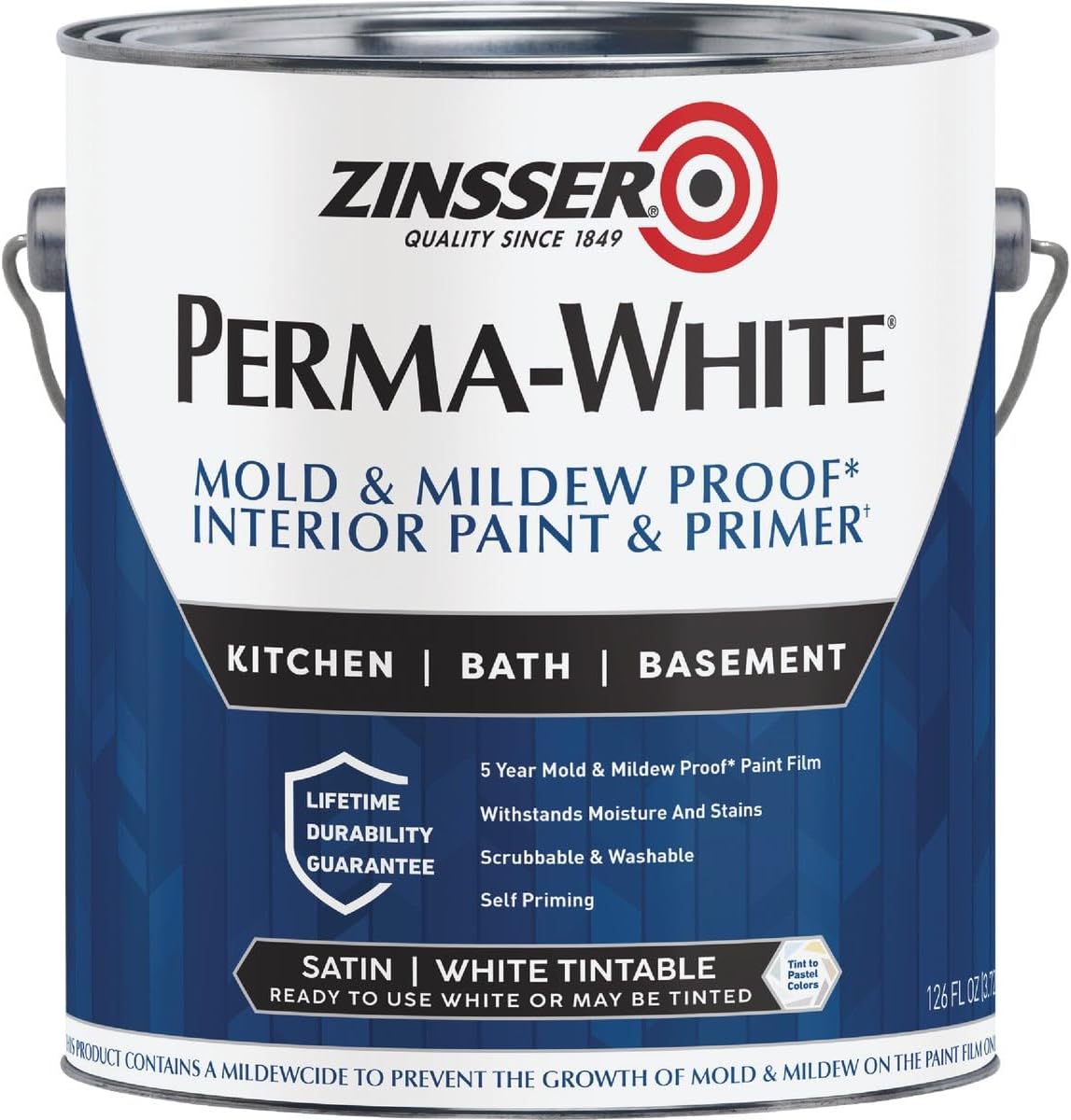 Zinsser Perma-White Mold and Mildew-Proof Interior Paint (Satin, 1-Gallon)