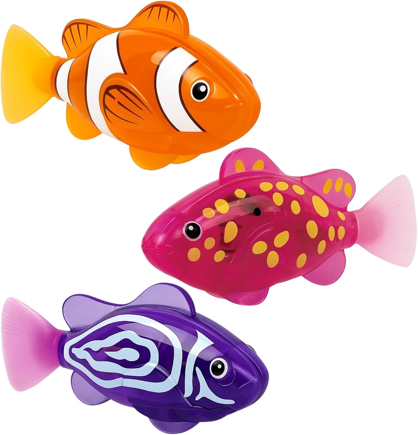 3Pcs Robo Fish, Toy Fish, Electrodynamic Induction Swimming Robot Fish Toy for Cats, Cat Interactive Pet Toy Swimming Kid Bath Toy (Purple+Pink+Yellow)