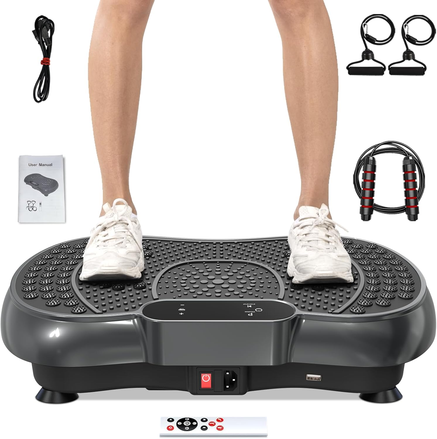 bigzzia Vibration Platform with Rope Skipping, Whole Body Workout Vibration Fitness Platform Massage Machine for Home Training and Shaping