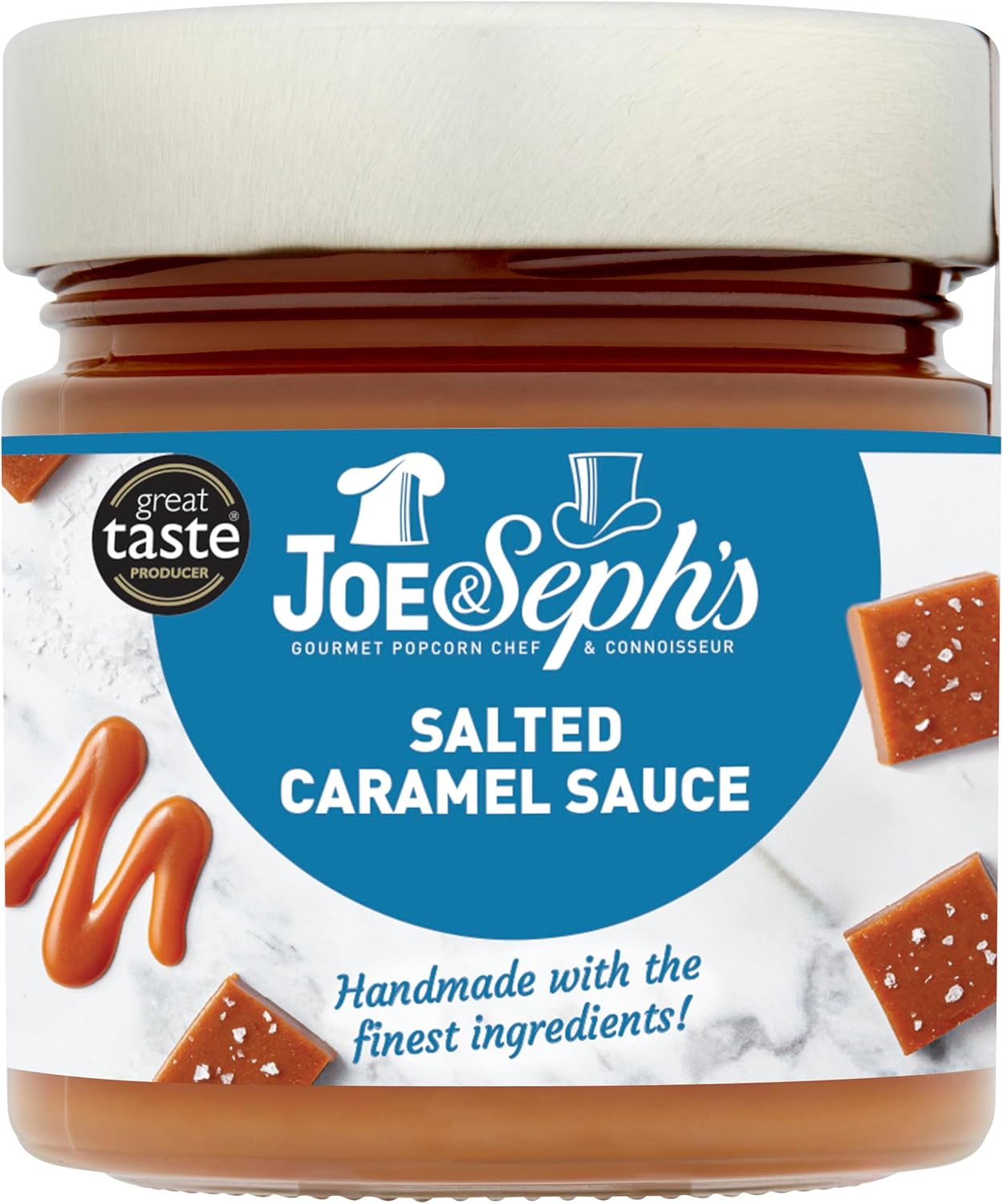 Joe & Seph's Salted Caramel Dessert Sauce (1x230g) Caramel Drizzle, Ice Cream Sauce, Caramel Sauce for Coffee, Vegetarian, Home Baking, Cakes