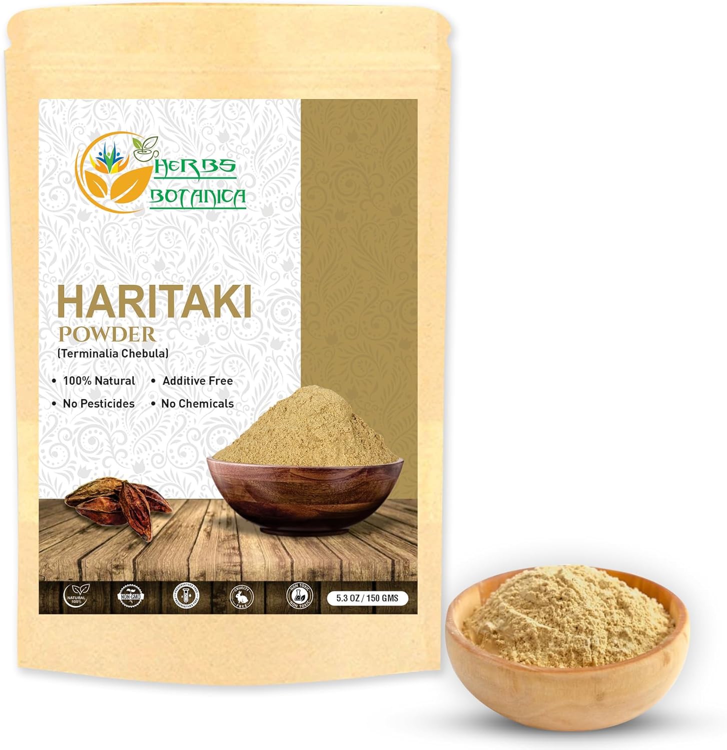 Haritaki Powder 100% Pure & Natural Terminalia Chebula Powder for Herbal Use – Finely Ground Ayurvedic Triphala Herb for DIY Wellness & Beauty 5.3 oz Resealable Pack