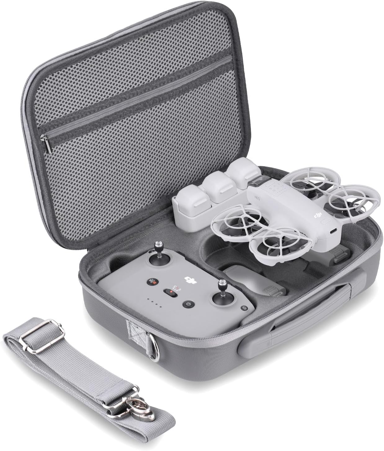 BRDRC Carrying Case for DJI Neo, PU Portable Protective Storage Bag with Shoulder for DJI Neo Fly More Combo Accessories, for RC-N3 Remote Controller Drone Battery Charging Hub(Grey)