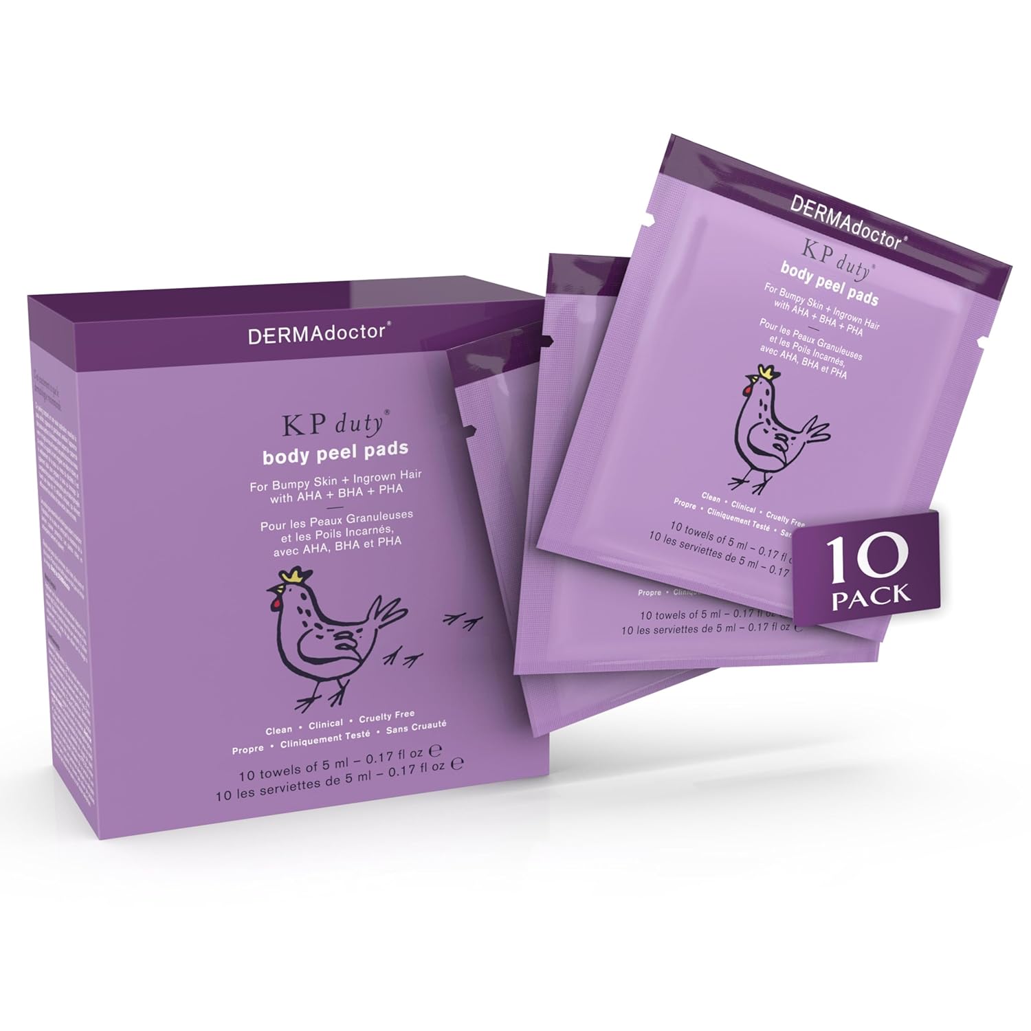 KP Bump Eraser Body Scrub with 10% AHA, Keratosis Pilaris Exfoliater with Glycolic and Lactic acids | Dermatologist Formulated – 10 Pack