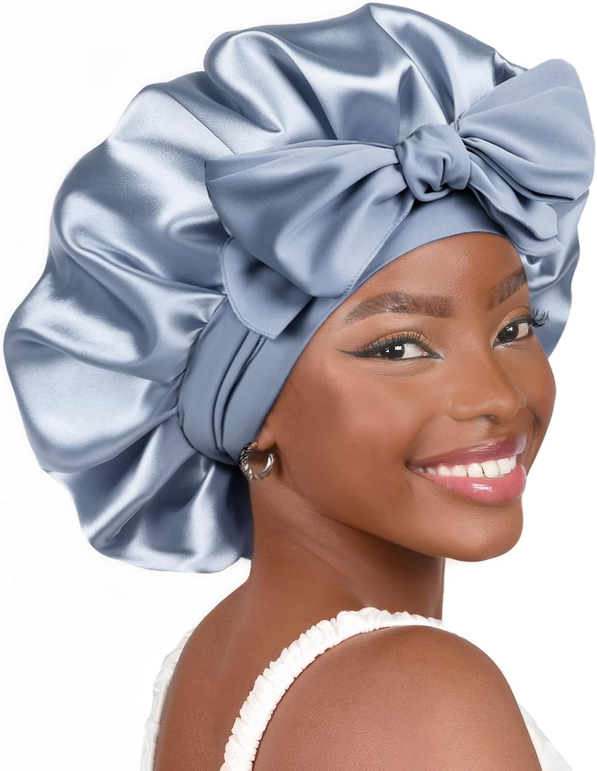 YANIBEST Adjustable Silk Bonnet for Sleeping Women Double Layer Satin Bonnet Reduce Friction Prevent Frizz Curly Hair