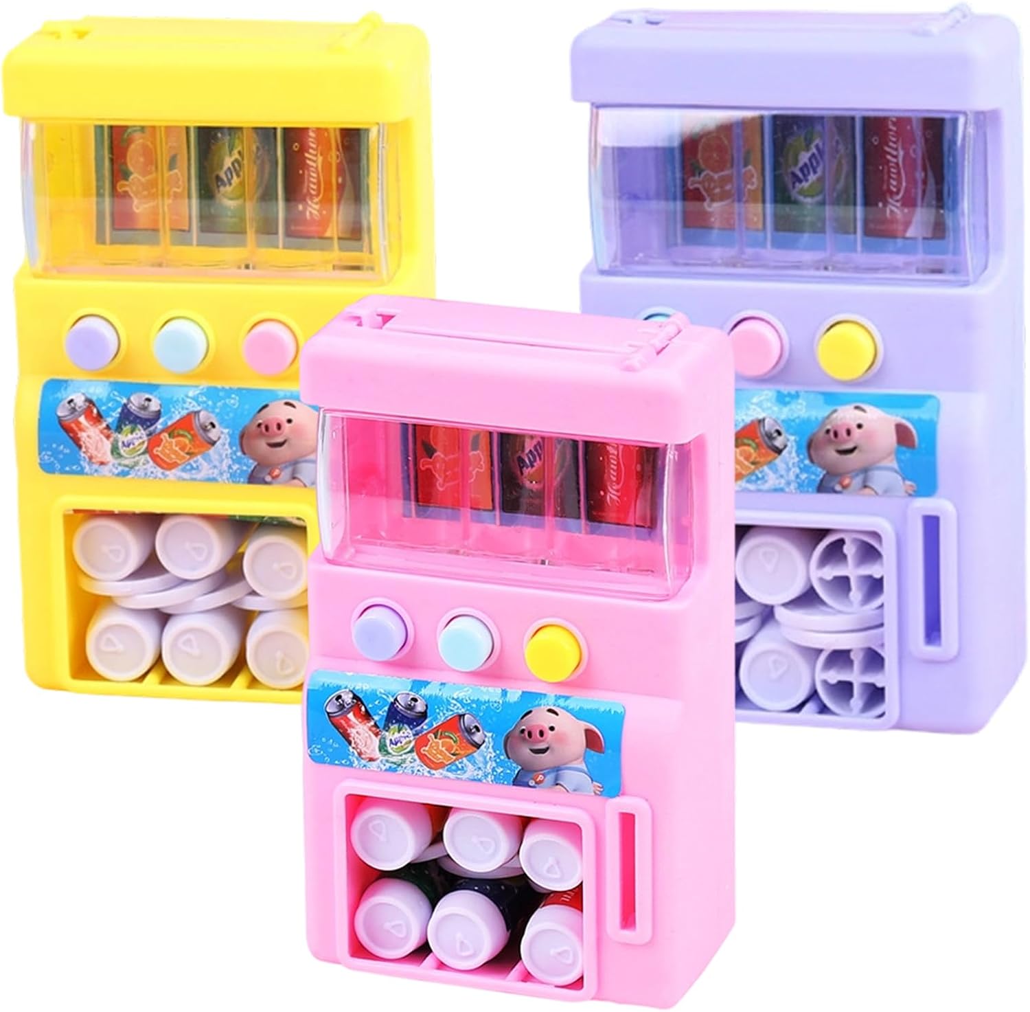 3PCS Mini Vending Machine, Toy Vending Machine for Kids, Educational Role Play Toy with Game Coins, Doll House Accessories Vending Machine Toy for Pretend Play and Learning