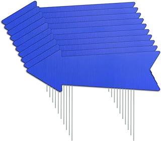 Blue Arrow Signs with Stakes 16 x 5 Inches,This Way Directional Arrow Yard Signs,Wedding Yard Signs, Birthday Party Signs (10)