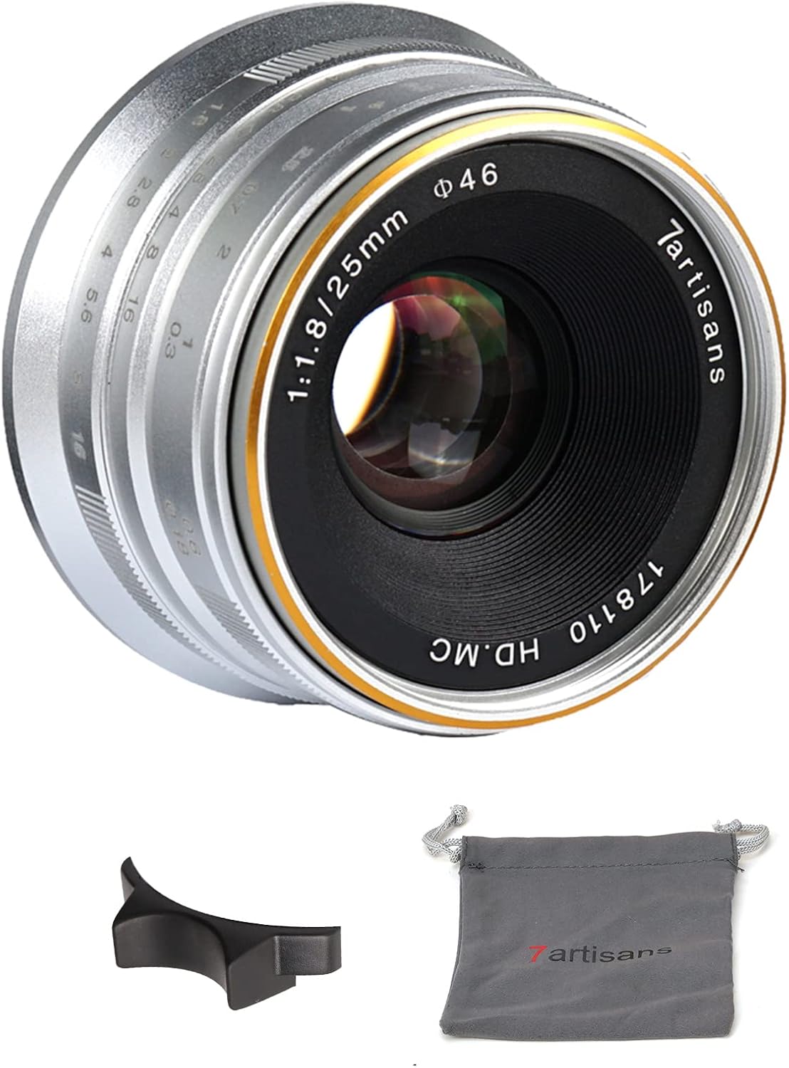 7artisans 25mm F1.8 Manual Focus Lens for Sony E-mount Cameras Like A7 A7II A7R A7RII A7S A7SII A6500 A6300 A6000 A5100 A5000 EX-3 NEX-3N NEX-3R NEX-F3K NEX-5 NEX-5N (Silver)