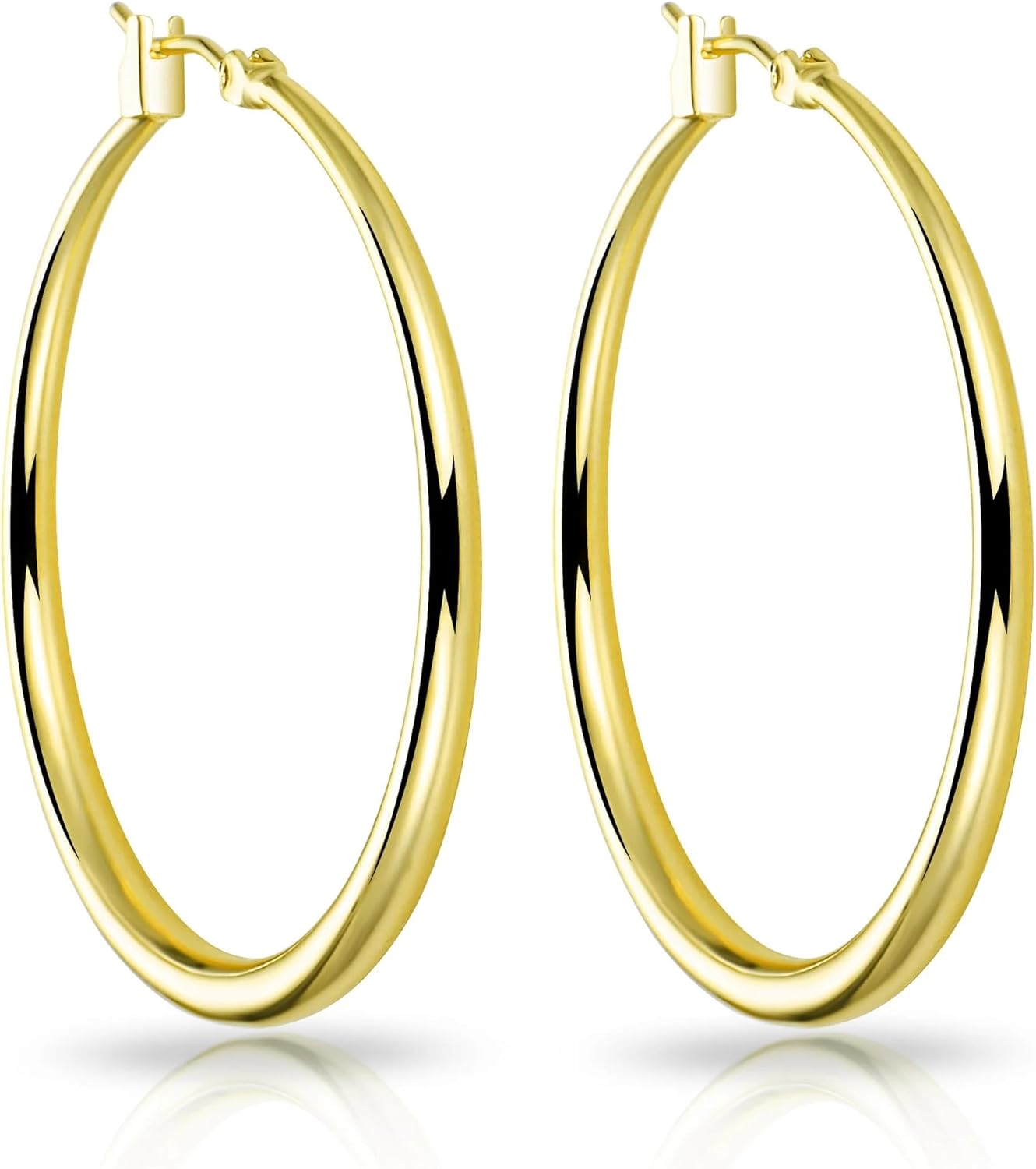 Philip Jones Gold Plated 40mm Hoop Earrings
