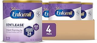 Enfamil Gentlease Baby Formula, Clinically Proven to Reduce Fussiness, Crying, Gas & Spit-up in 24 hours, Brain-Building Omega-3 DHA & Choline, Infant Formula Powder, Baby Milk, 19.9 Oz Can, 4 Count