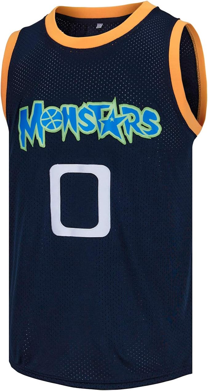 Mens Basketball Jersey Alien 0 Monstars Space Movie Jersey Dark Blue