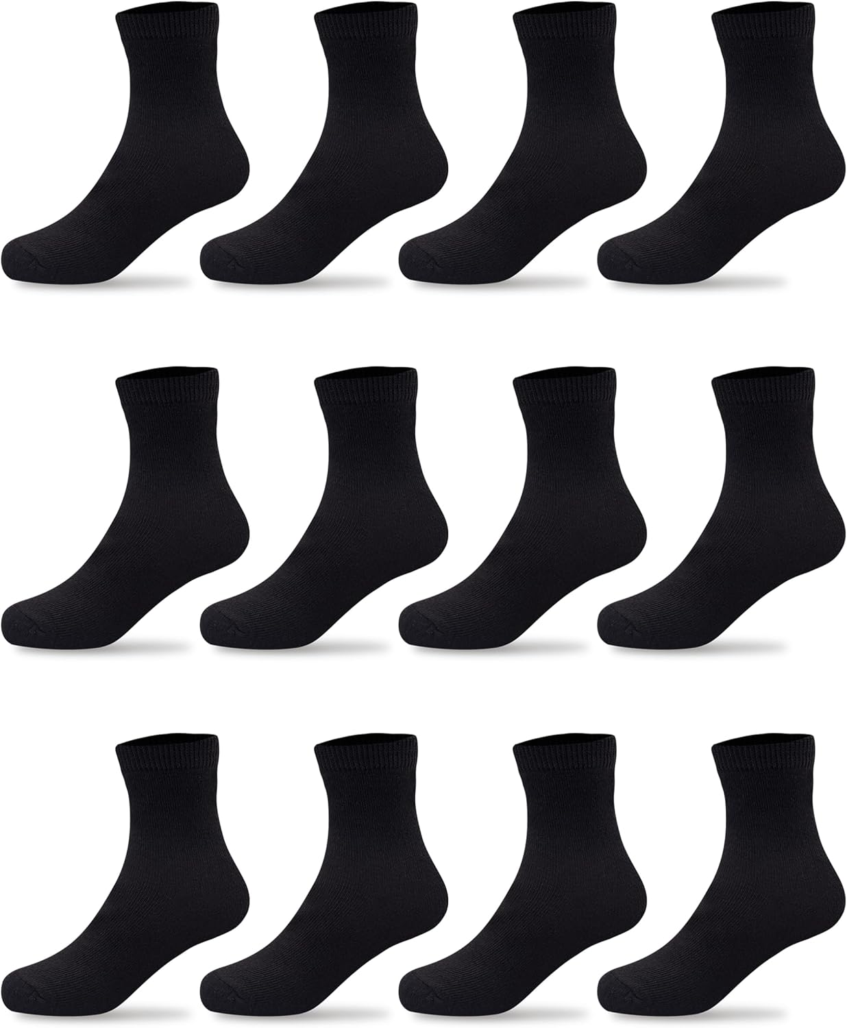 Duufin 12 Pairs Kids Crew Socks Boys Girls Youth Mid Calf Cut Casual Athletic School Dress Socks for Boys Girls 2-15 Years