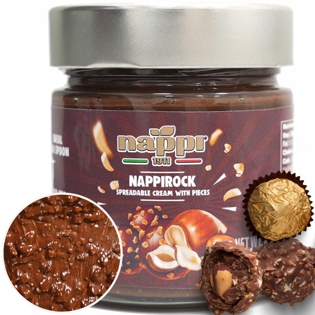 Spreadable Crunchy Hazelnut Chocolate Spread, 8.5 oz (240 g), Nocciola, Nappirock, Product of Italy, Creamy Chocolate Butter, Nocciolata, Product of Italy, Nappi 1911