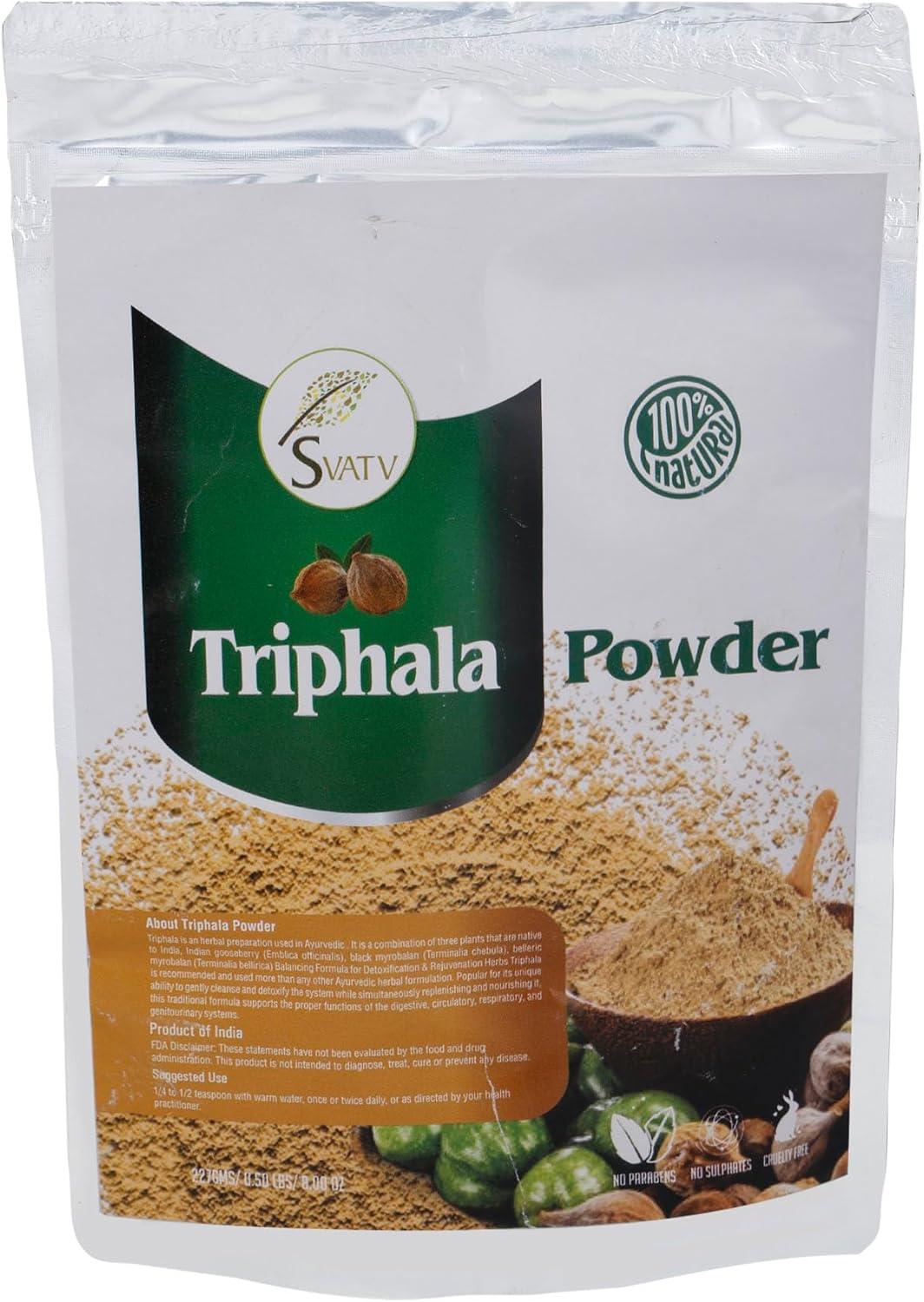 SVATV Triphala Powder 227g Formula of Amla, Haritaki & Bibhitaki – Half Pound, 227 Grams
