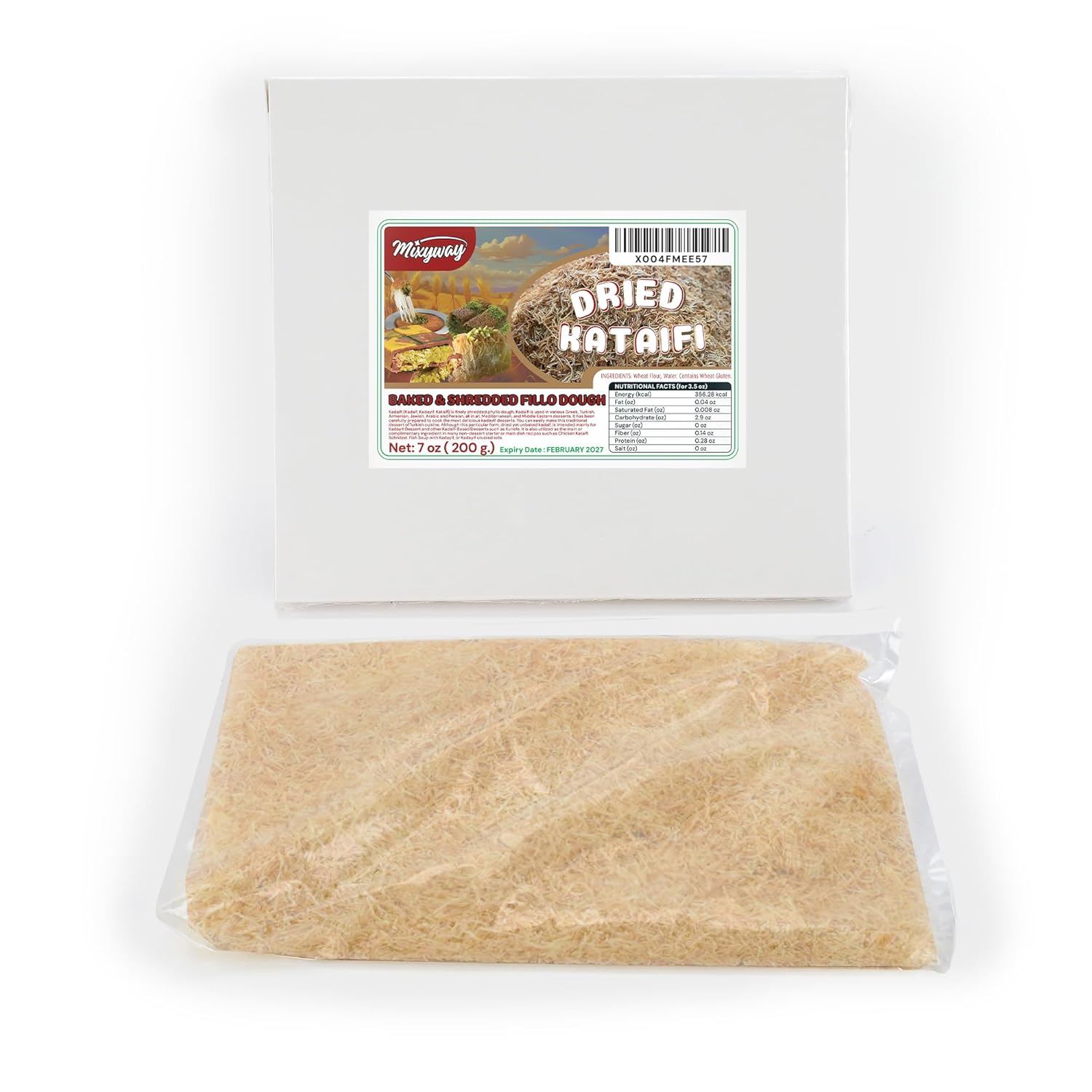 Kataifi Baked & Roasted Shredded Fillo Dough 7 Oz (200 gr.) for Dubai Chocolate Bar Pistachio, Toasted Kadayif Pastry for Knafeh Pistachio Chocolate Bar in Cardboard. Knafeh Kunafa Katafi Kunefe Kadaifi Phyllo Dough Chilled Kadafi Dubai Katifi Kanafeh (7 OZ, Baked)