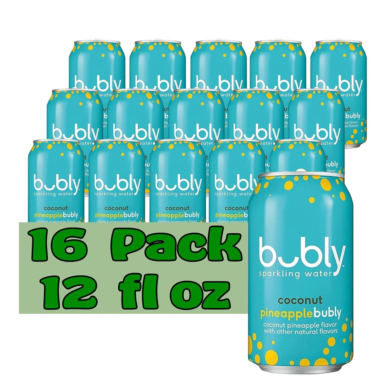 Bubly Coconut Pineapple Flavored Sparkling Water 12 fl oz Aluminum Can 16 Pack
