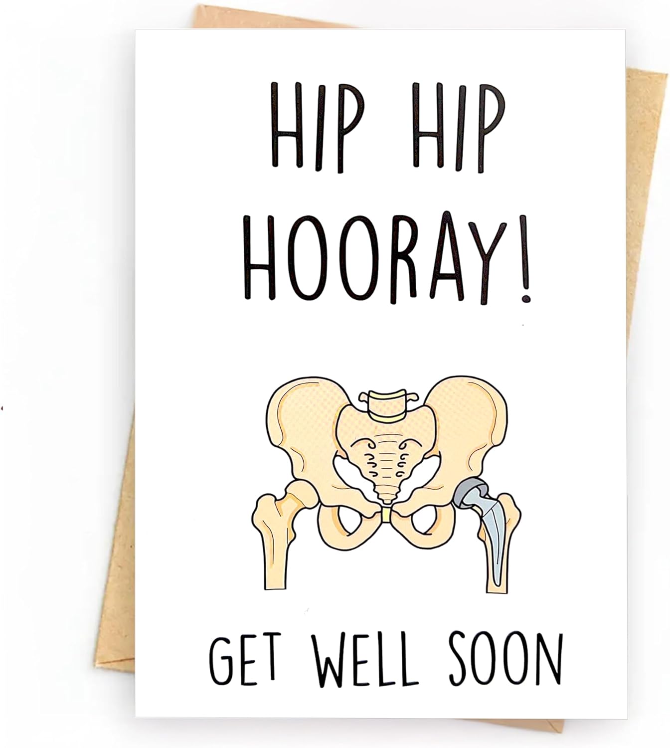 Get Well Soon Card for Women & Men - Surgery Recovery Greeting Card (Hip Replacement, Operation) - Heartfelt Wishes - 12x17cm / 4.7x6.7 Inches