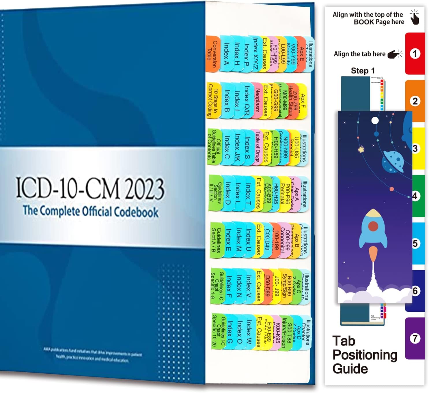 Book Tabs for ICD-10-CM 2023: The Complete Official Codebook(Book not Included) 96 Pcs Tabs, Blank Tabs Included, with Alignment Guide and Bookmarker