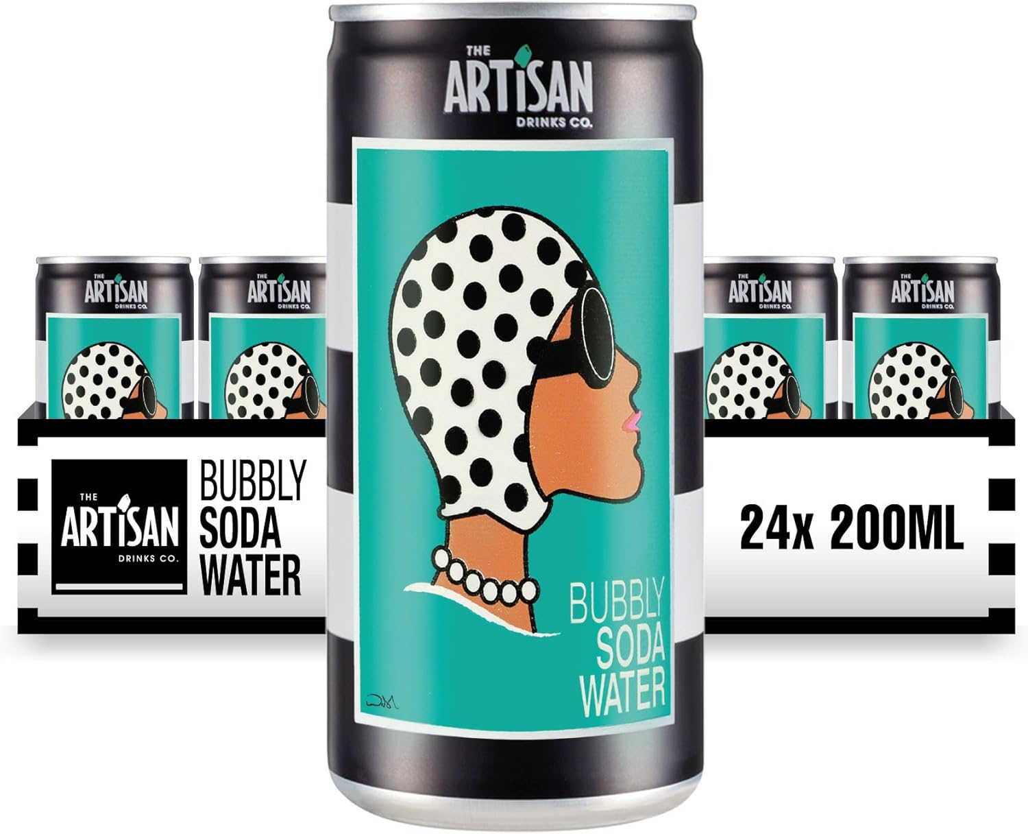 The Artisan Drinks Company Bubbly Soda Water - 200mlx24 Soda Water Cans - Soda Water Multipack - Zero Calories - Enhances a Range of Quality Spirits Like Vodka, Whisky & Vermouth