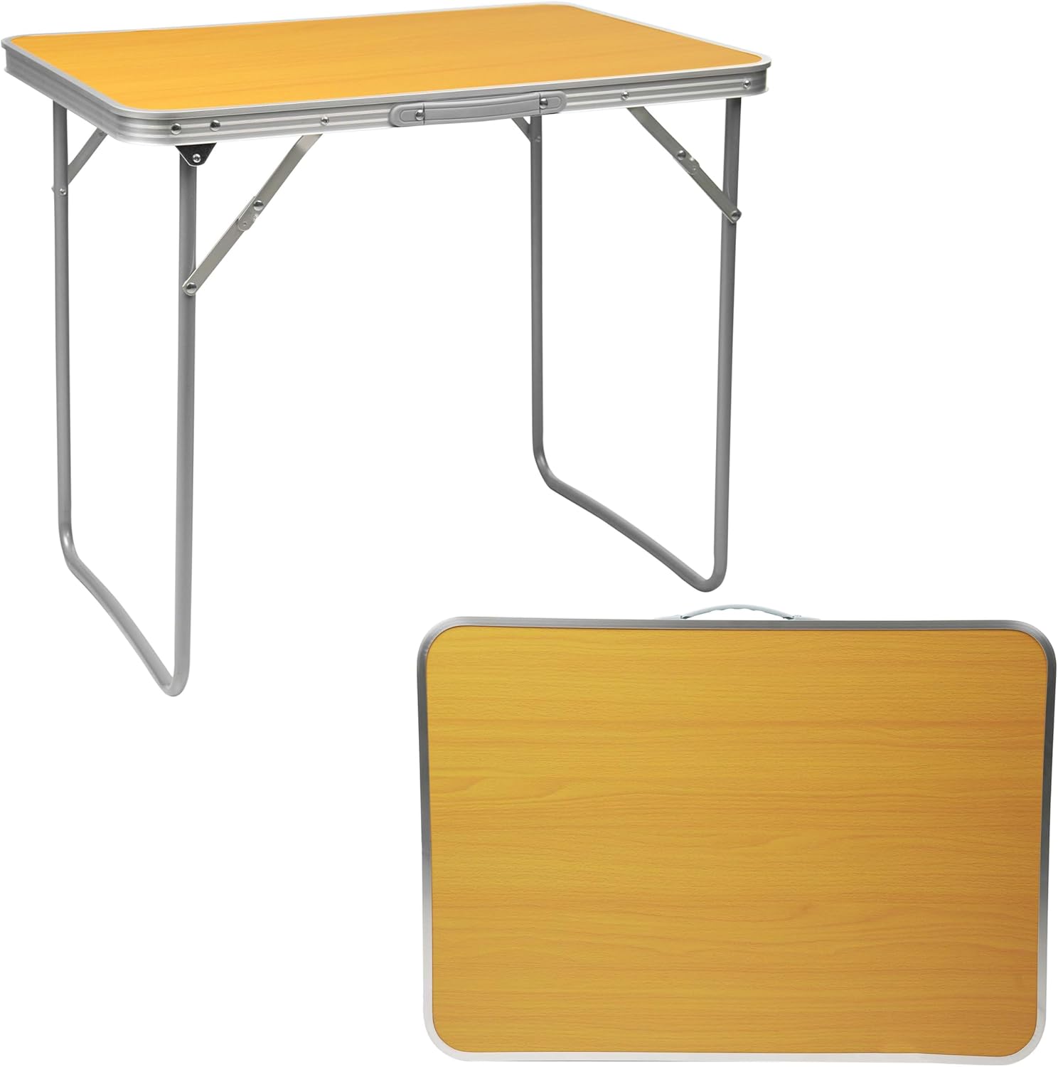 Crystals 2.3ft Aluminum Folding Picnic Table | Lightweight & Portable Camping Table | Adjustable Height Outdoor Trestle Table for BBQ, Garden, Travel, & Events – Sturdy & Compact (Orange)