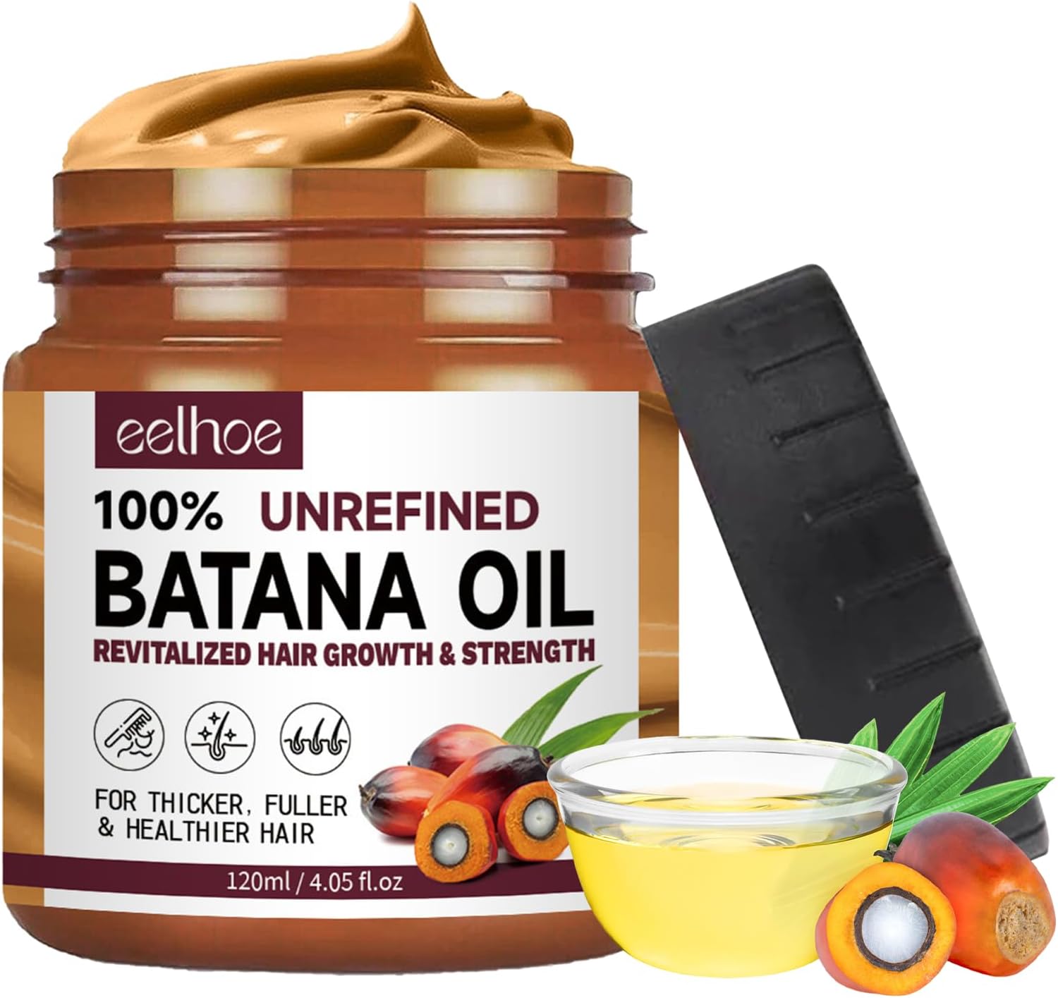 Batana Oil for Hair Growth,120ml Organic Batana Oil,Repairs Damaged Hair,Eliminates Split Ends and Enhances Hair Thickness for Healthier,Thicker