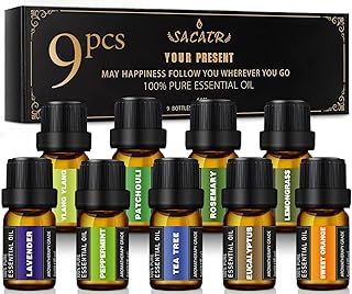 Essential Oils Set -100% Natural Essential Oils -Perfect for Diffusers, Aromatherapy,Humidifiers,Massage,Skin & Hair Care, DIY Candle and Soap Making,9x5 ML(0.17oz
