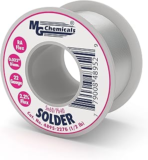 MG Chemicals 4895-227G 60/40 Rosin Core Leaded Solder, 0.032" Diameter, 1/2 lbs Spool