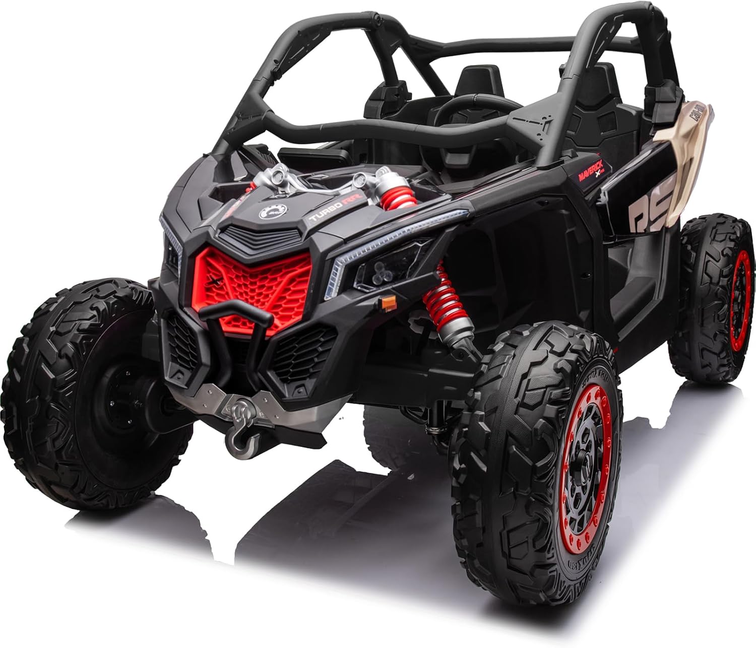 NEWQIDA 24V Ride on Car with Remote Control, 2 Seater Ride On Toys Off-Road Buggy Truck Licensed Can Am Maverick UTV Electric Vehicles for Boys Girls, EVA Rubber Wheels, Spring Absorbers, Black
