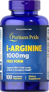 Puritan's Pride L-Arinine 1000mg, Dietary Supplement Supports Nitric Oxide Levels and Heart and Circulatory Heath, 100 Day Supply, 100 Tablets