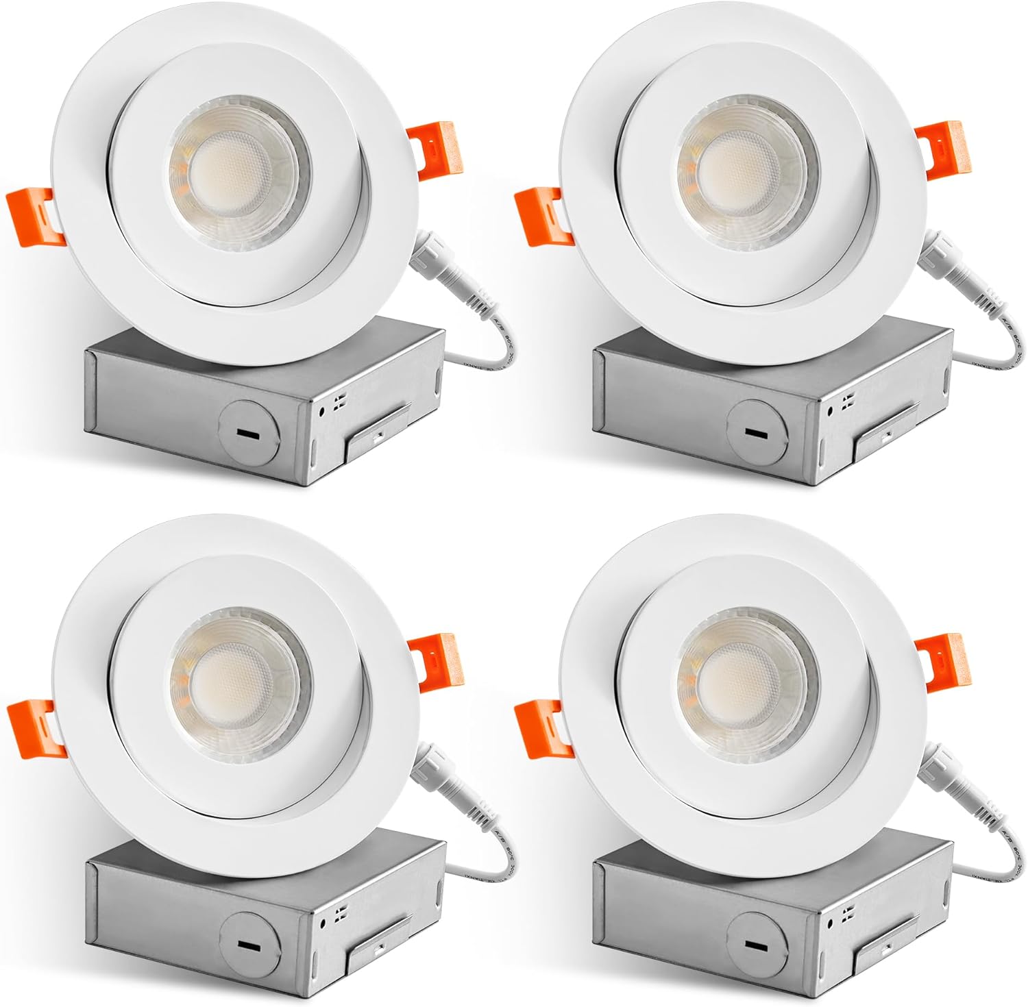 LMP 4 Pack LED Recessed Lighting 4 Inch, Selectable 2700K/3000K/3500K/4000K/5000K, Dimmable Canless Lights with Junction Box, 10W, 900 LM Brightness, CRI90+, Dimmable Can Lights Downlight